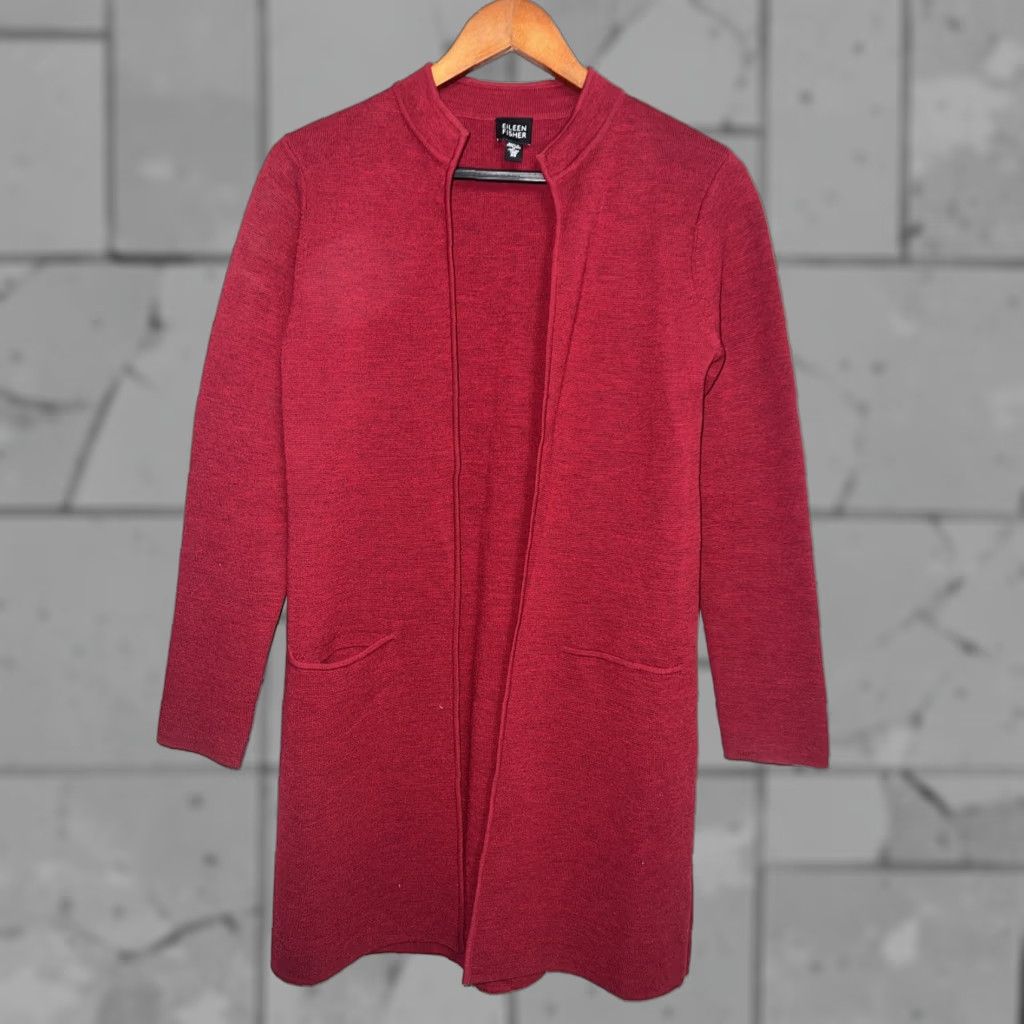 Eileen Fisher Eileen Fisher Red Open Sweater Womens Size XS Size XS / US 0-2 / IT 36-38 - 1 Thumbnail