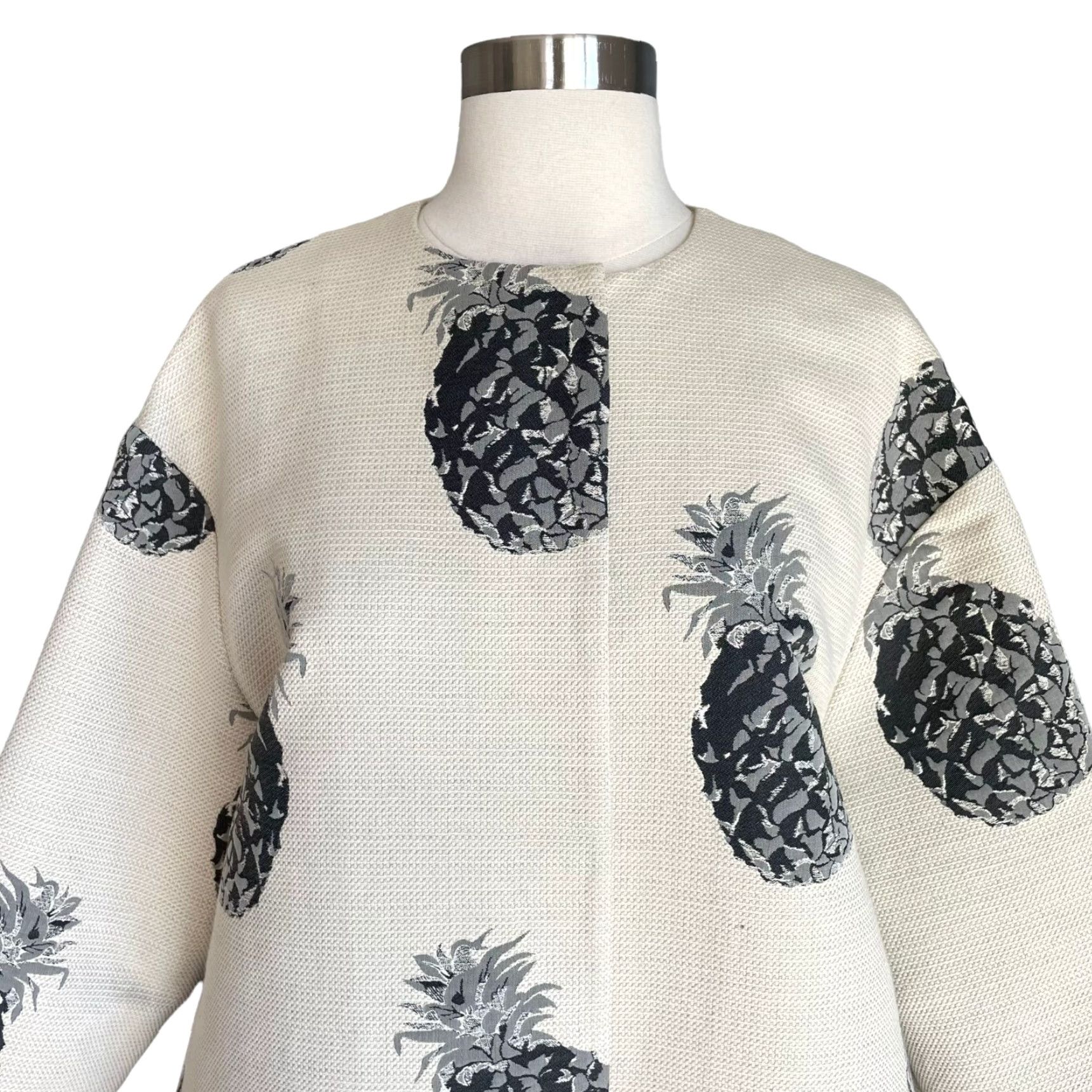 MSGM MSGM Pineapple Print Oversized Coat Jacket Multicolor Cotton Blend 40 Women Size S / US 4 / IT 40 - 7 Thumbnail