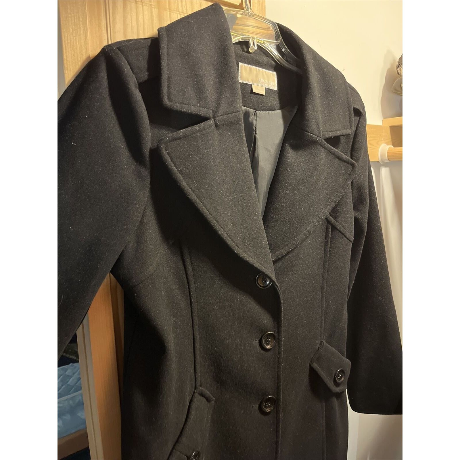 Michael Kors Michael Kors Women’s Size 10 M Black Wool LS Button Coat Size L / US 10 / IT 46 - 3 Thumbnail