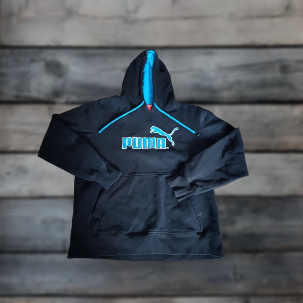 Puma PUMA Sport Lifestyle Hoodie Men's Size M Black Long Sleeve Drawstring Graphic Print Size US M / EU 48-50 / 2 - 1 Thumbnail