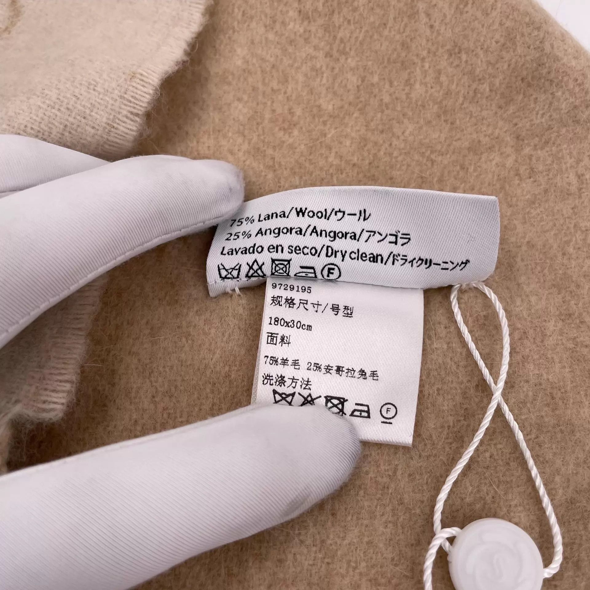 Loewe LOEWE Camel Cashmere Double-Faced Scarf 180x40cm Size ONE SIZE - 6 Thumbnail