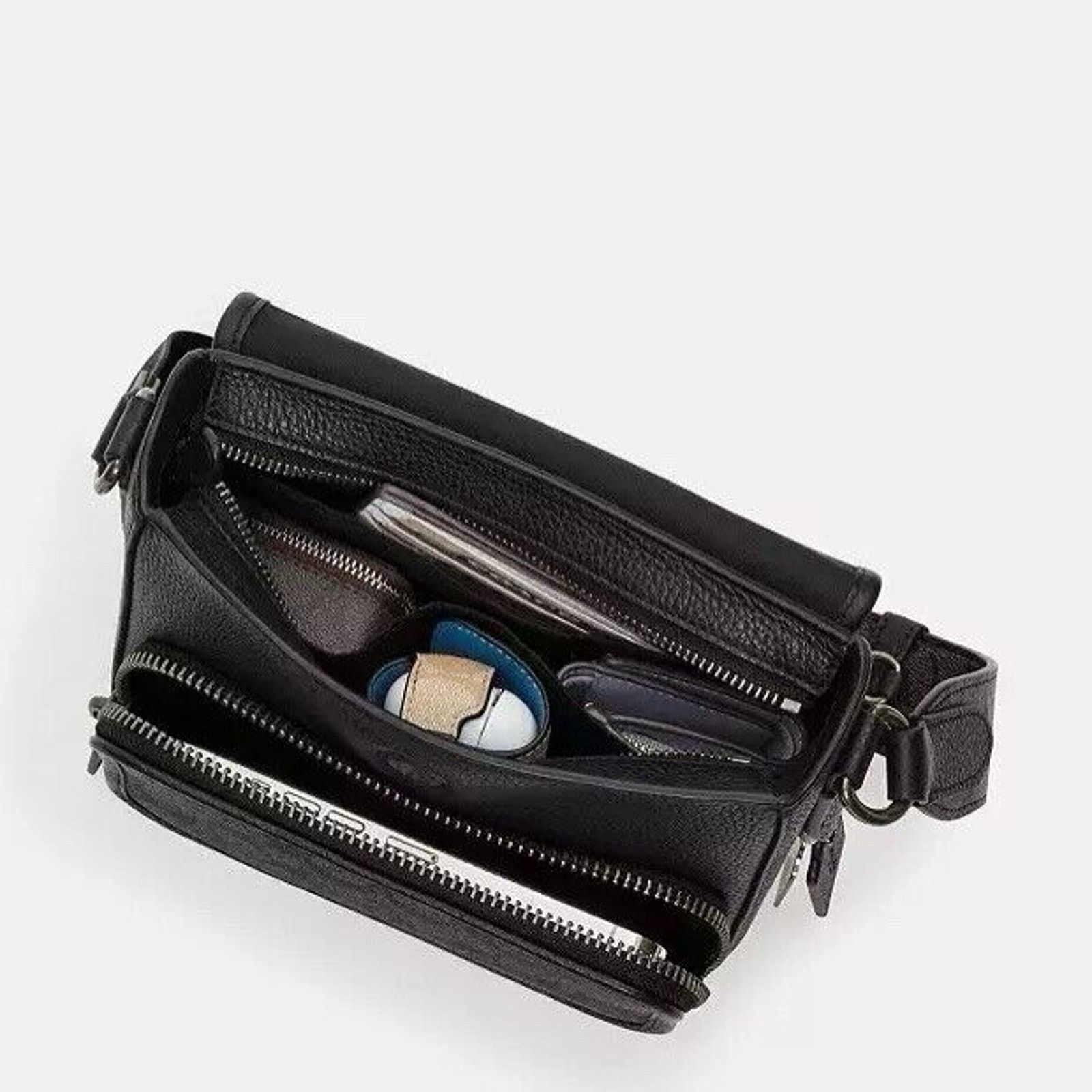 Coach NEW Coach Sullivan Leather Flap Crossbody Black Color $350 Size ONE SIZE - 5 Thumbnail