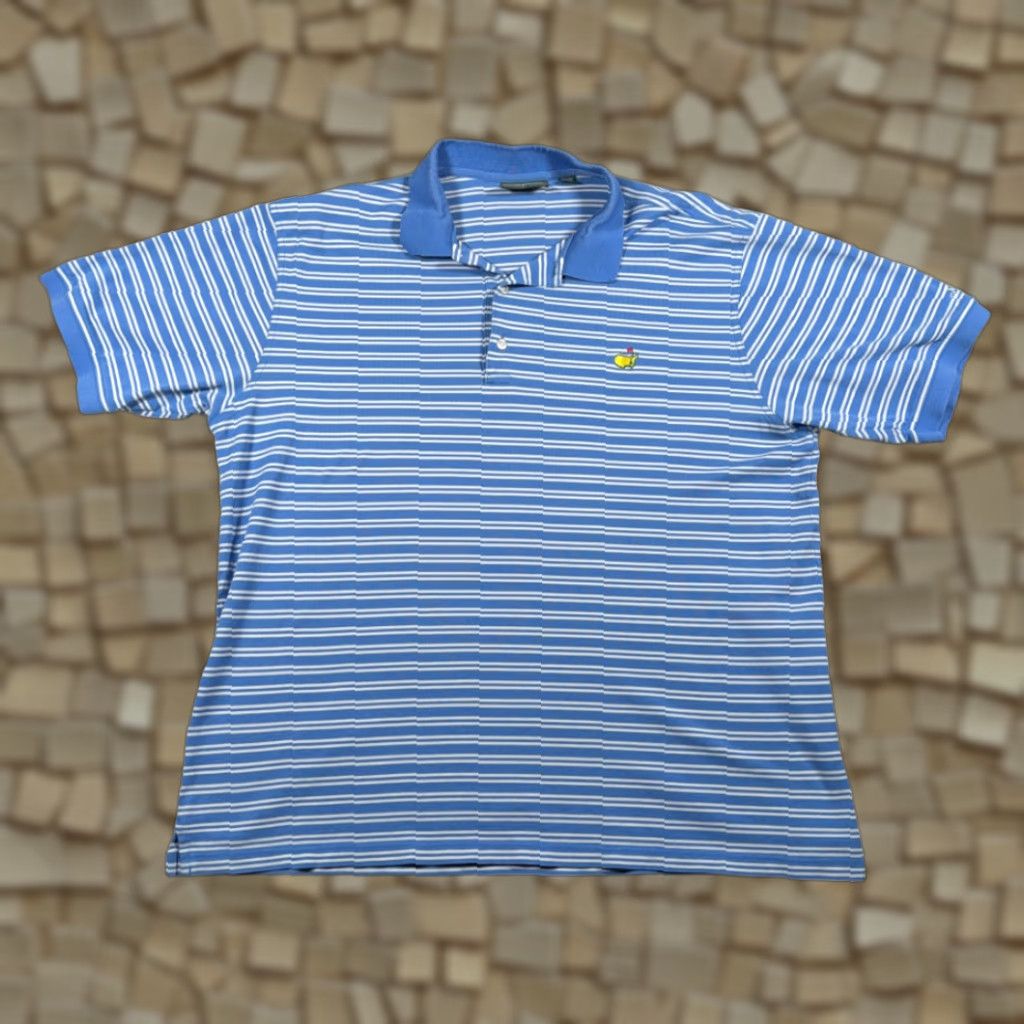 Vintage VINTAGE Masters Polo Shirt Adult XL Blue Striped Golf Shirt Size US XL / EU 56 / 4 - 1 Thumbnail