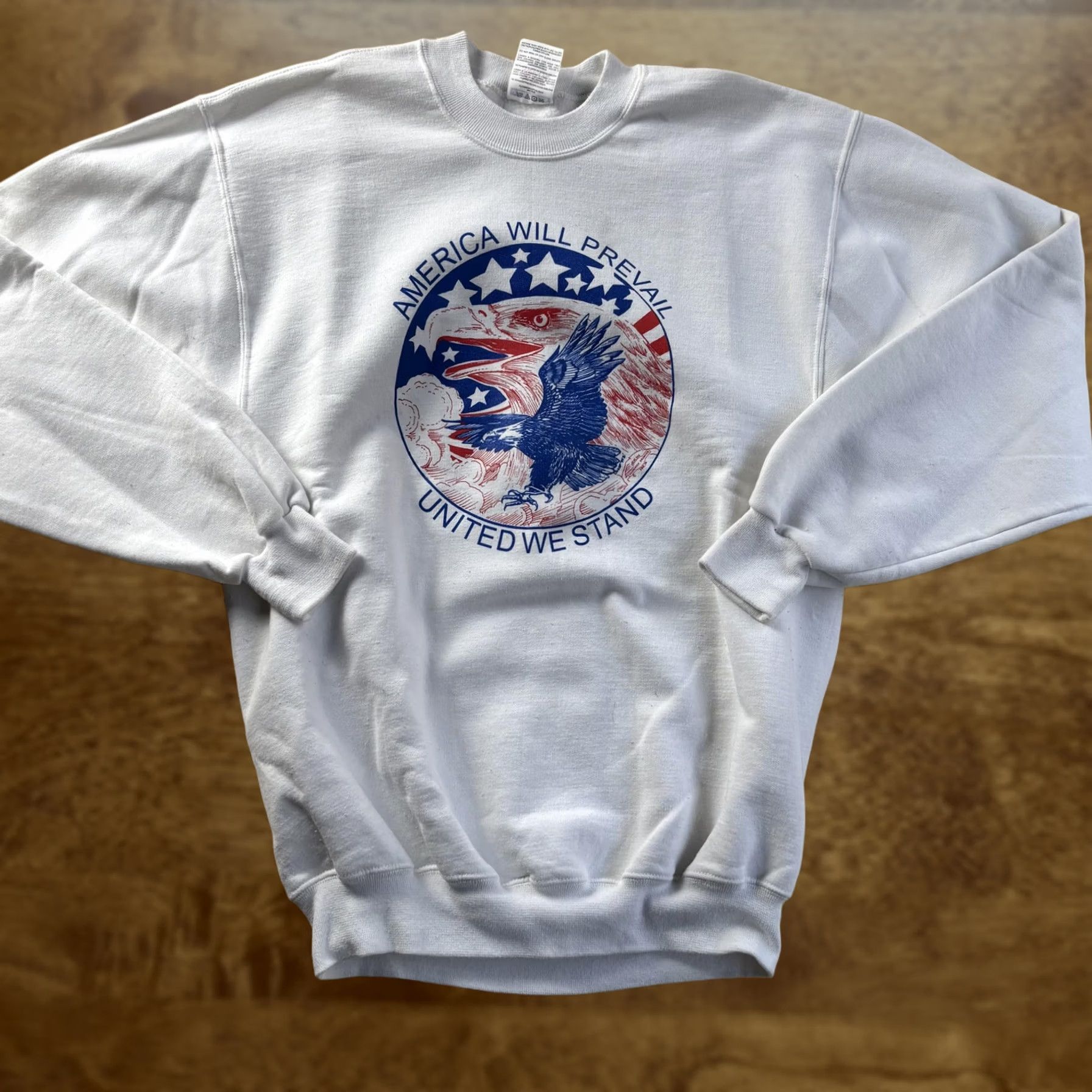 Jerzees JERZEES Shirt Mens M White Sweatshirt America Will Prevail Eagle Fleece Graphic Size US M / EU 48-50 / 2 - 1 Thumbnail