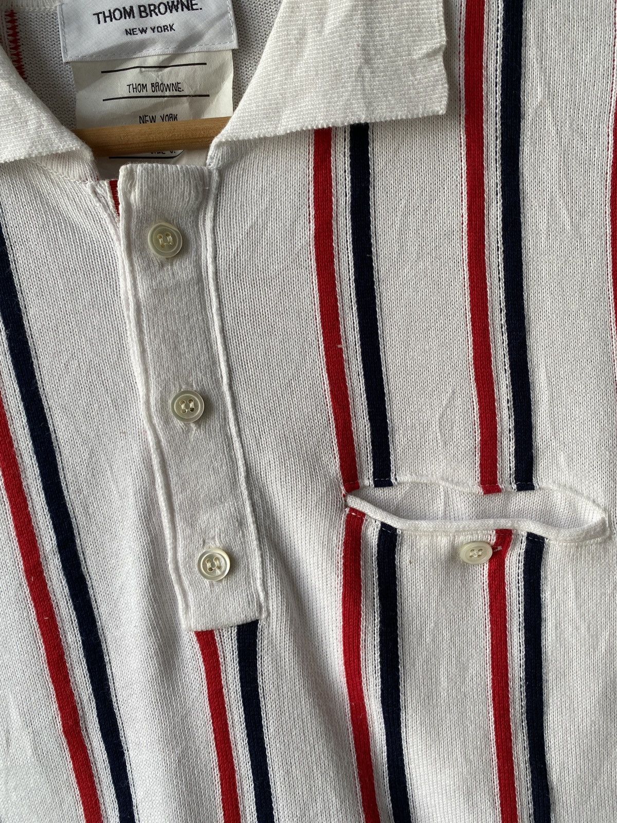 Thom Browne Thom Browne RWB-Stripe Knitted Cotton Polo Shirt Size US XS / EU 42 / 0 - 9 Thumbnail