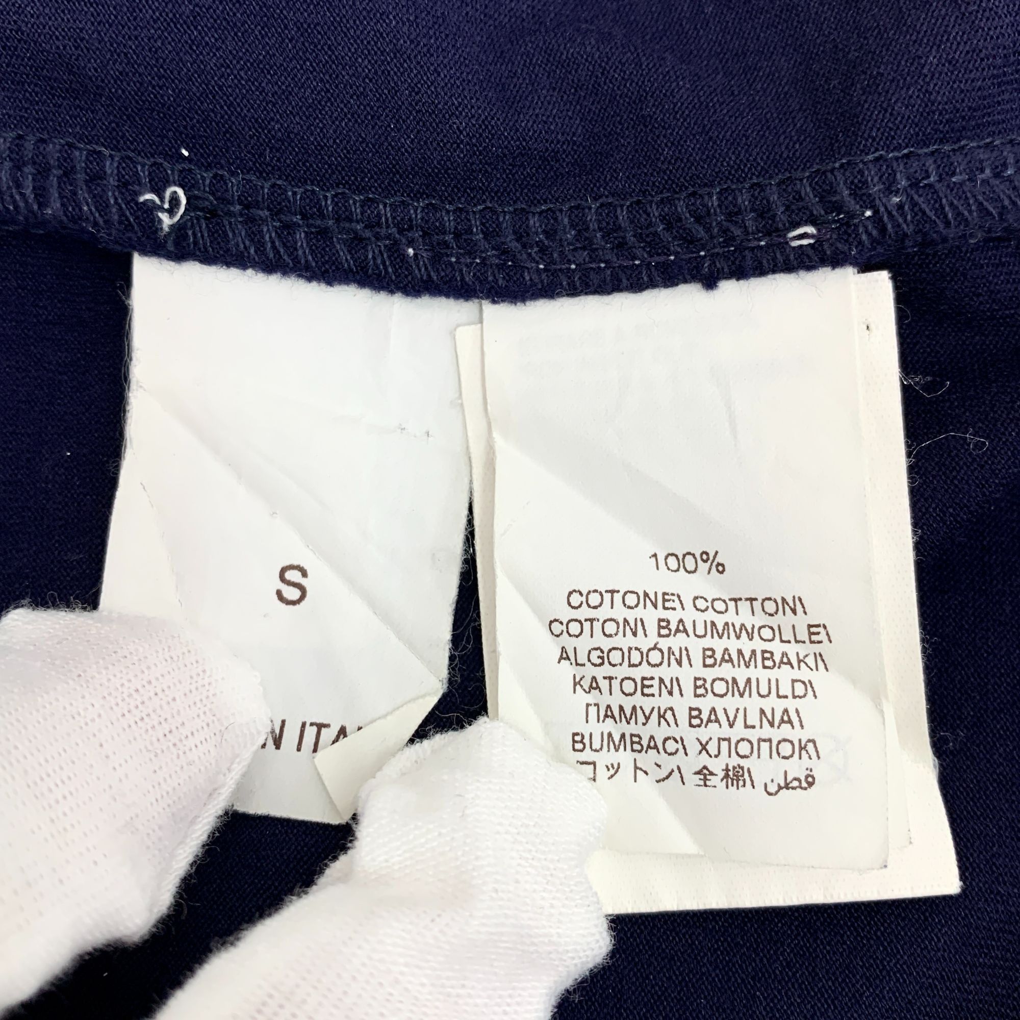 Brunello Cucinelli Brunello Cucinelli Navy Logo Embroidered Cotton Crewneck T-S Size US S / EU 44-46 / 1 - 3 Thumbnail