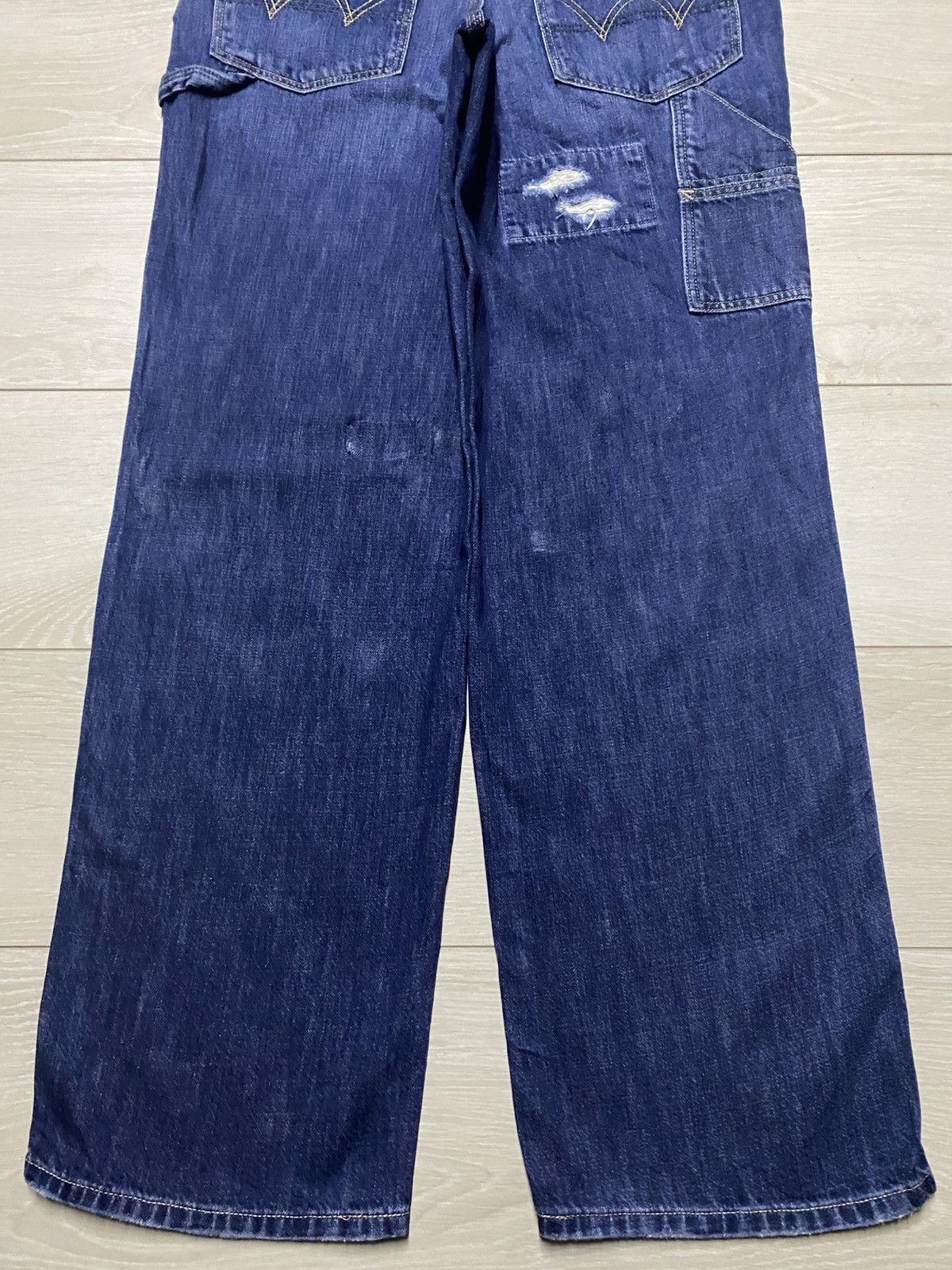 Japanese Brand Vintage Edwin Blue Wash Patches Distressed Super Baggy Jeans Size US 31 - 6 Thumbnail