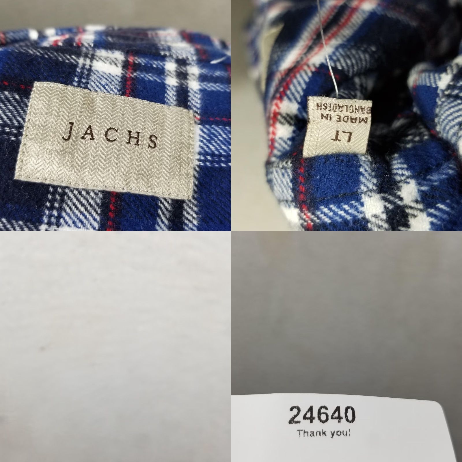 Vintage VINTAGE JACHS Flannel Shirt Mens Large Tall Navy Blue Red Plaid Long Sleeve Button-Up Size US L / EU 52-54 / 3 - 8 Thumbnail