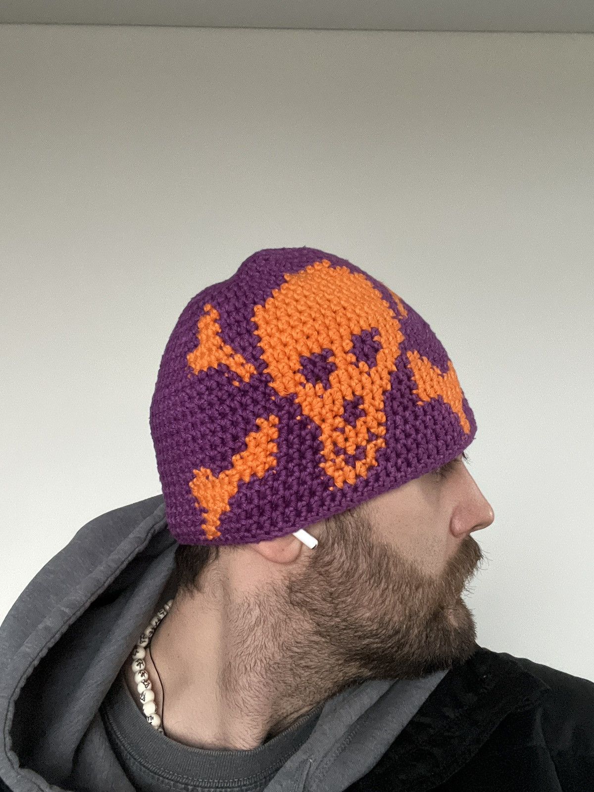Handmade ☠️ y2k Crochet Knitted Skull Hat Oakley Stussy Style Size ONE SIZE - 12 Thumbnail