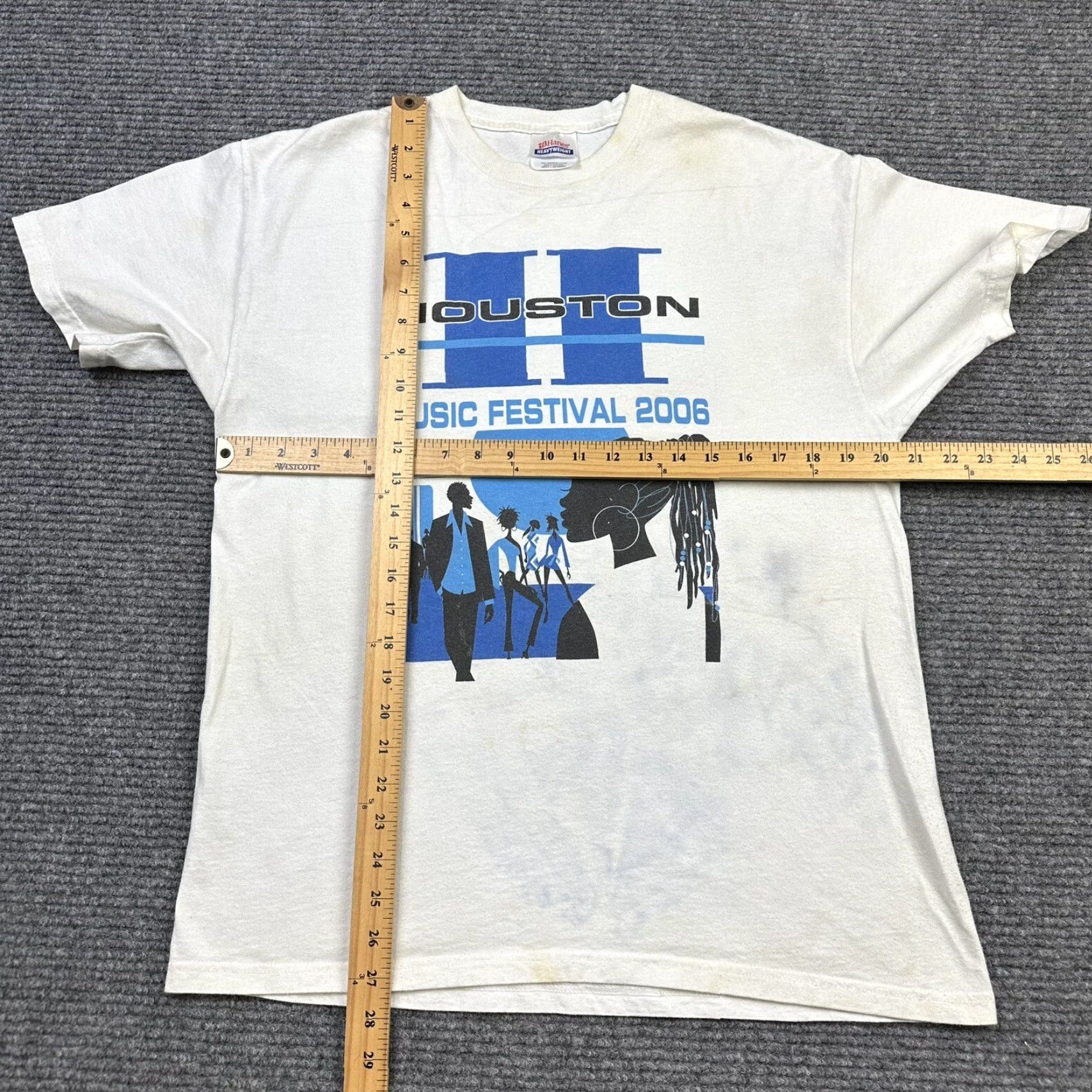 Hanes VINTAGE Houston Music Festival 2006 Rap R&B Grunge Large T-Shirt Jamie Fox Hanes White Cotton Crew Neck Short Sleeve Unisex Adults L Size US L / EU 52-54 / 3 - 4 Thumbnail