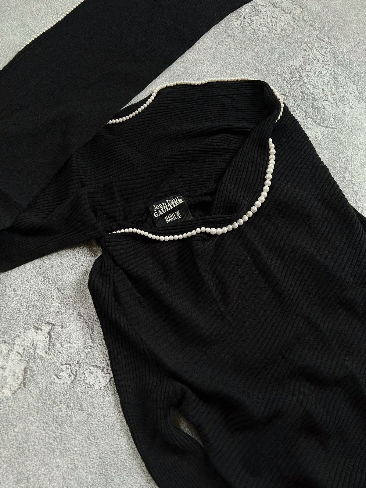 Jean Paul Gaultier Sweater Jean Paul Gaultier JPG Black Wool Pearls Long Sleeve Size S / US 4 / IT 40 - 4 Thumbnail