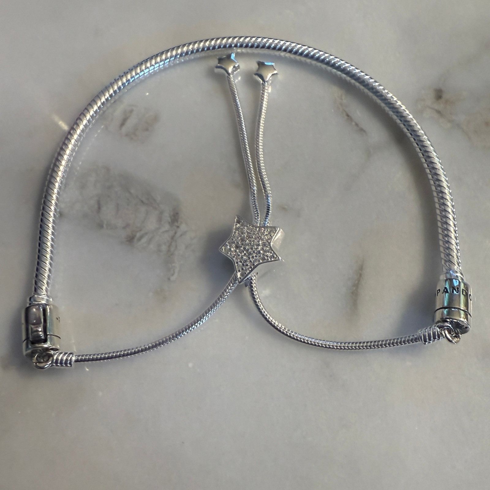 pandora Authentic Pandora Sterling Silver Slider Bracelet Pavé Star Size ONE SIZE - 1 Thumbnail