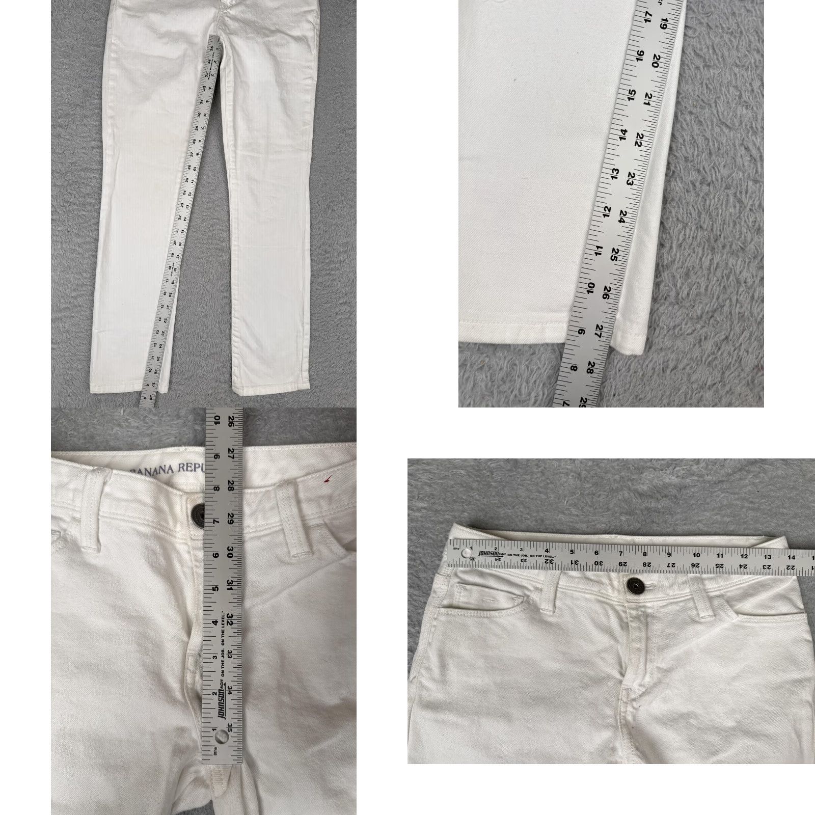 Banana Republic Banana Republic Jeans Womens 25 White Mid Rise Skinny Slim Stretch Denim 27x28 Size 42" / US 20 - 8 Thumbnail