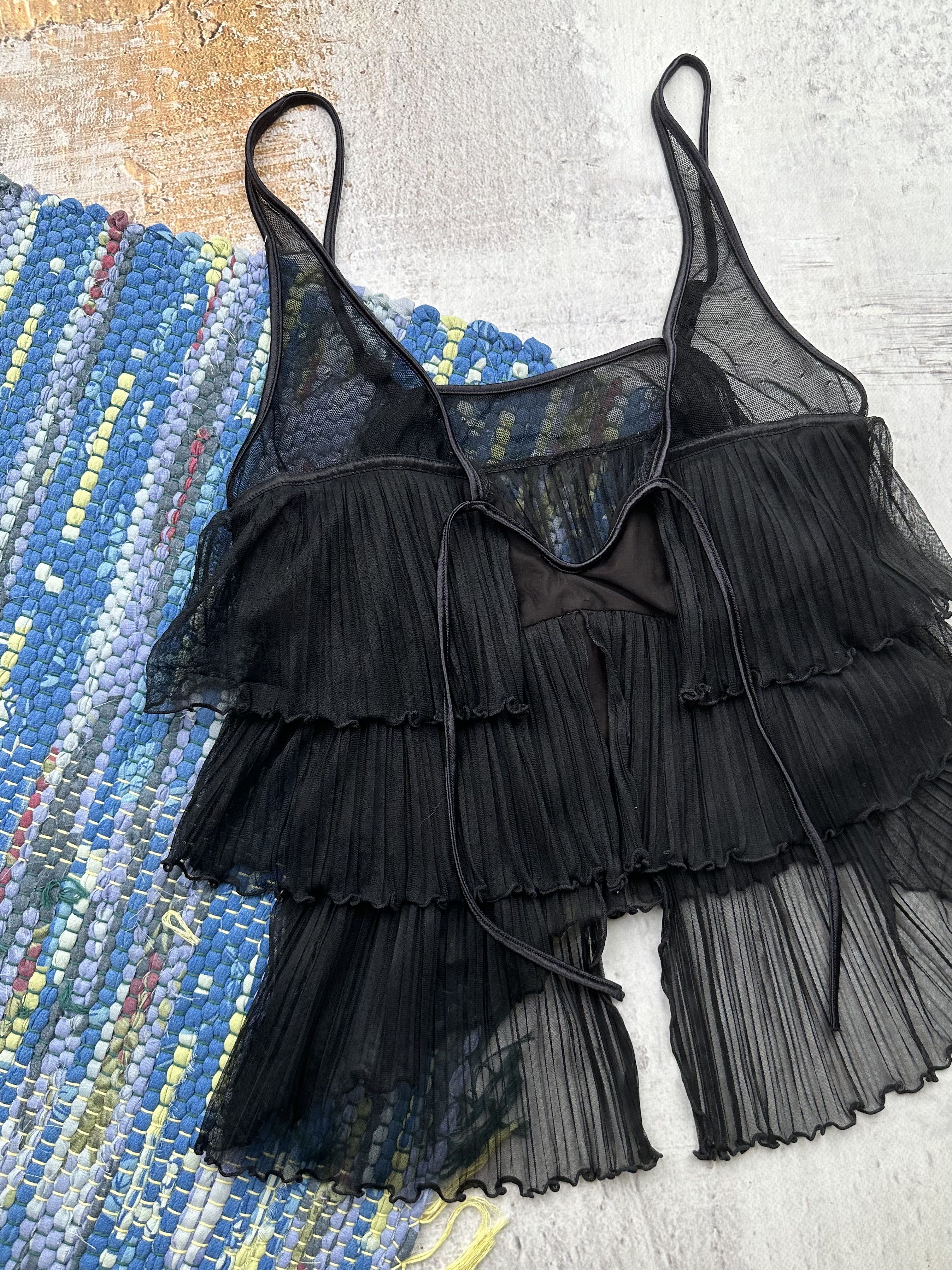 Vintage Vintage Mesh Pleated Tank Top A686D15(375) Size M / US 6-8 / IT 42-44 - 2 Thumbnail