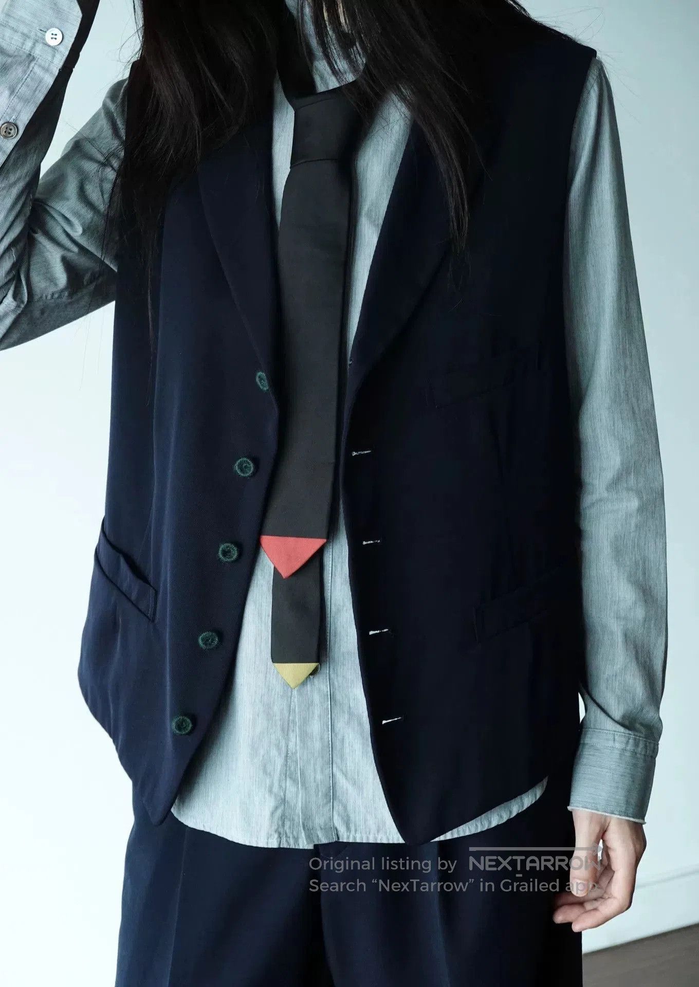 Y's for Men Navy Wool Vest for Unisex Styling. Size M / US 6-8 / IT 42-44 - 1 Thumbnail