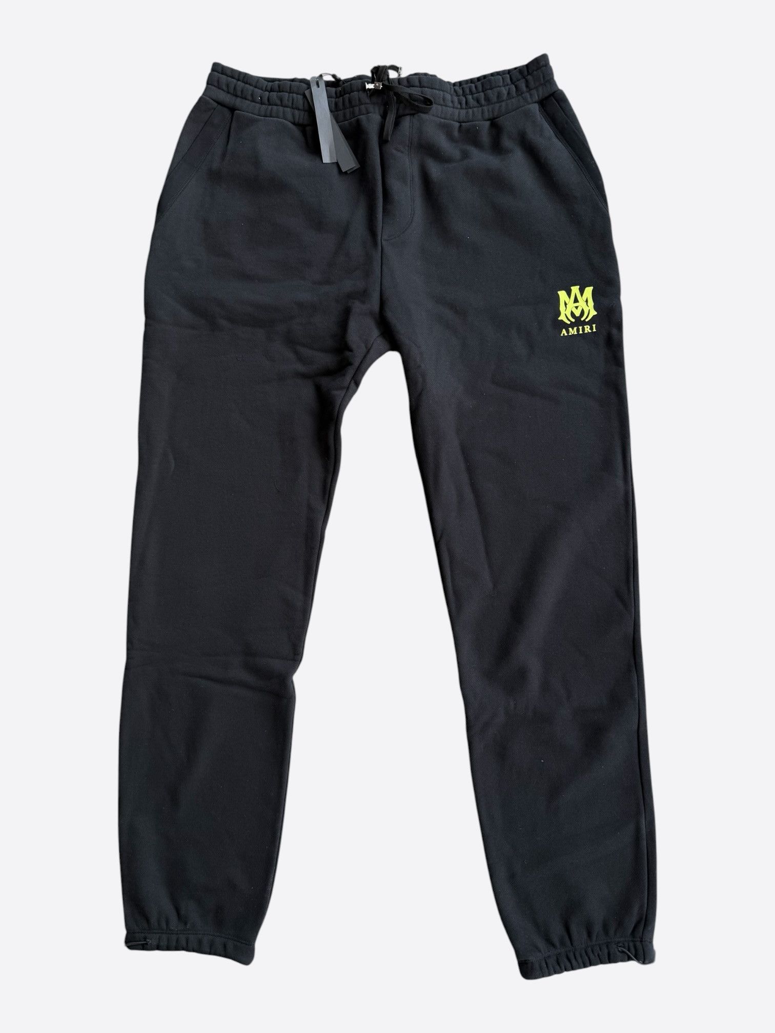 Amiri Amiri Black & Lime MA Logo Sweatpants Size US 40 / EU 56 - 1 Thumbnail
