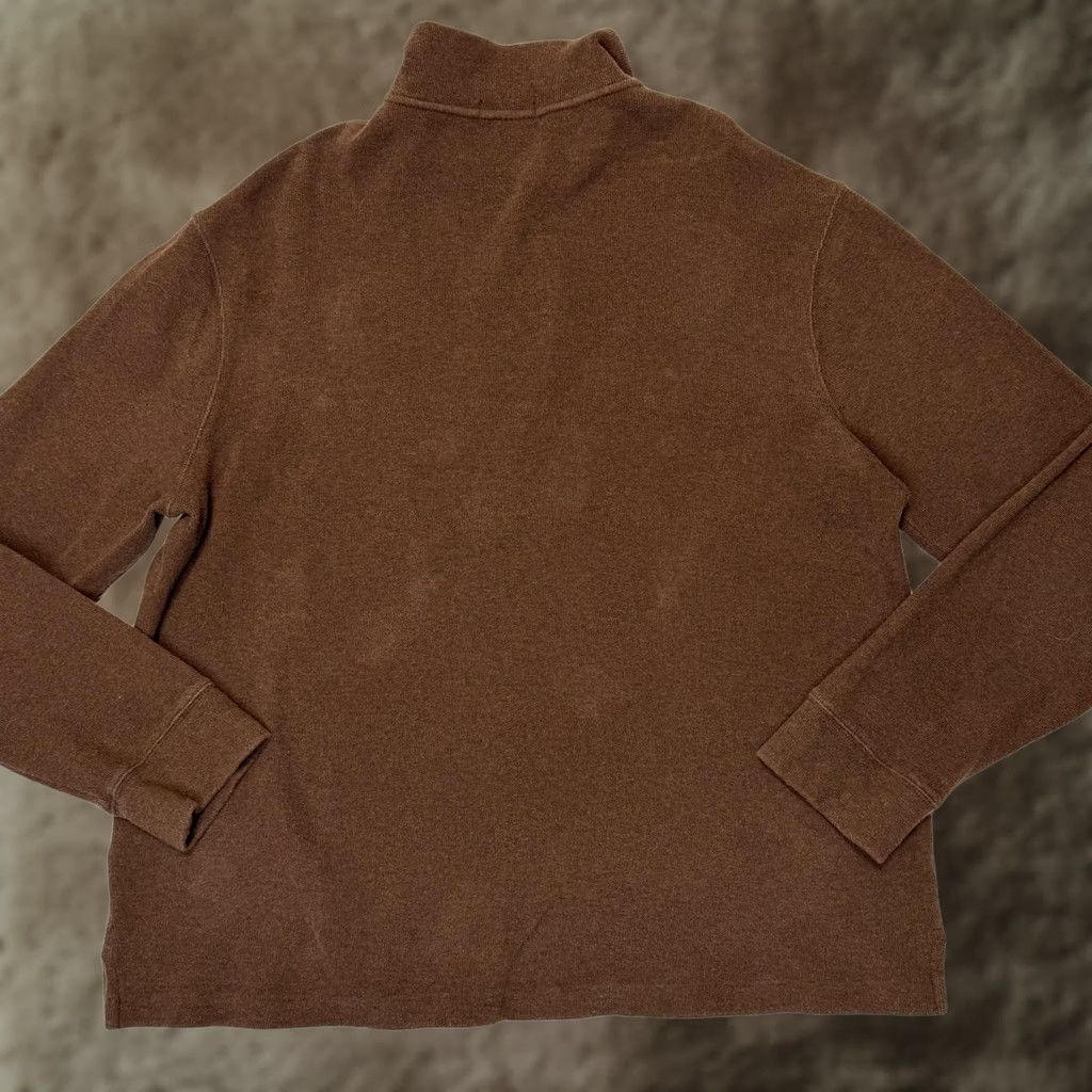 Polo Ralph Lauren Polo Ralph Lauren Sweater Mens 2XL Brown 1/4 Zip Mock Neck Cotton Knit Pullover Size US XXL / EU 58 / 5 - 1 Thumbnail