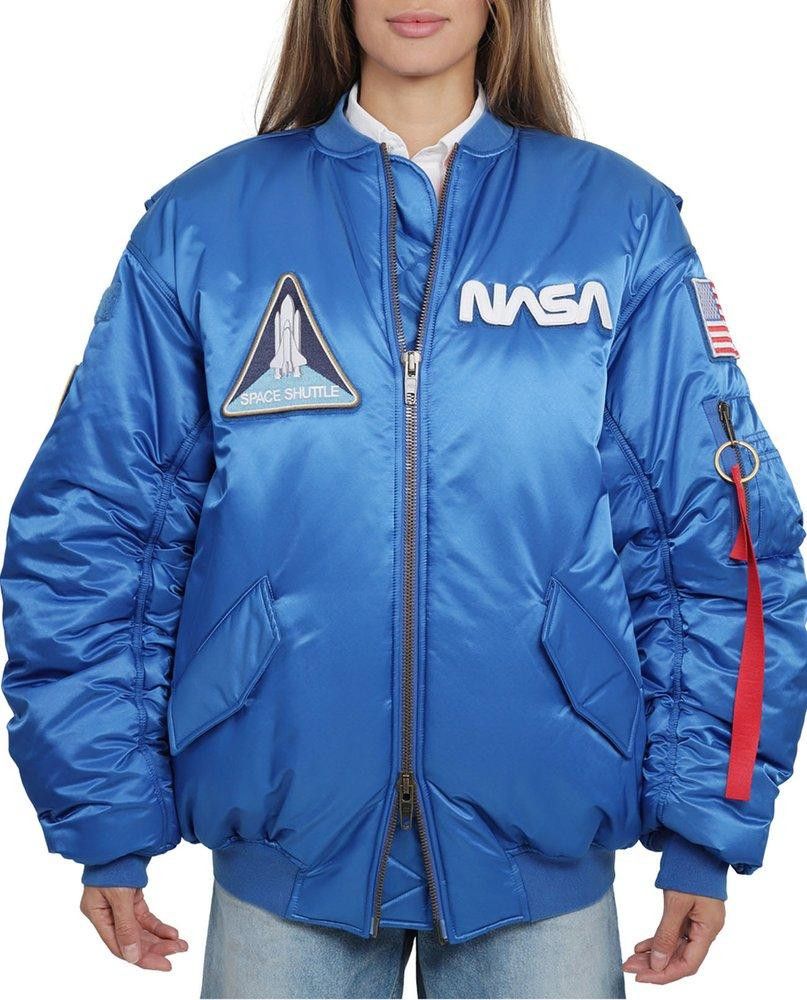 Image of Balenciaga O1Mt1Gz0424 Space Bomber In Blue, Women's (Size Small)