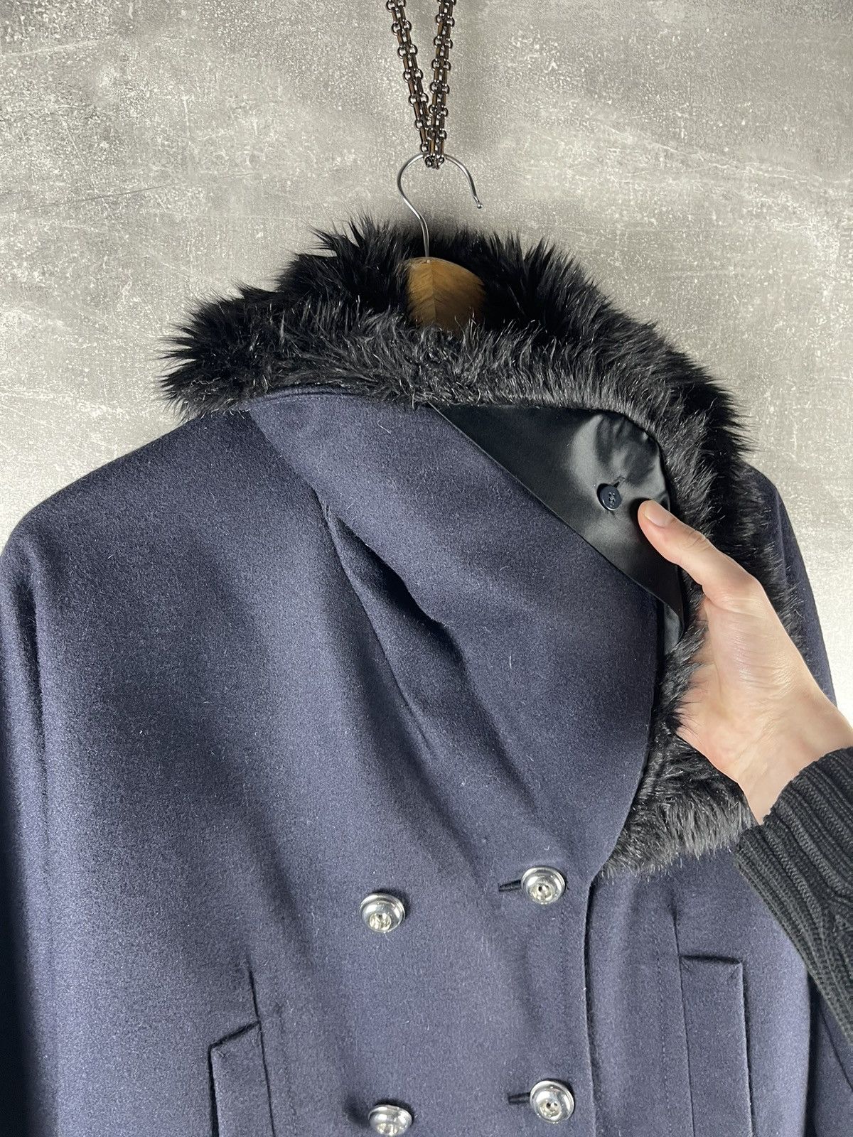 Juicy Couture Y2K Juicy Couture Cropped Wool Jacket Faux Fur Collar Blue Size L / US 10 / IT 46 - 5 Thumbnail