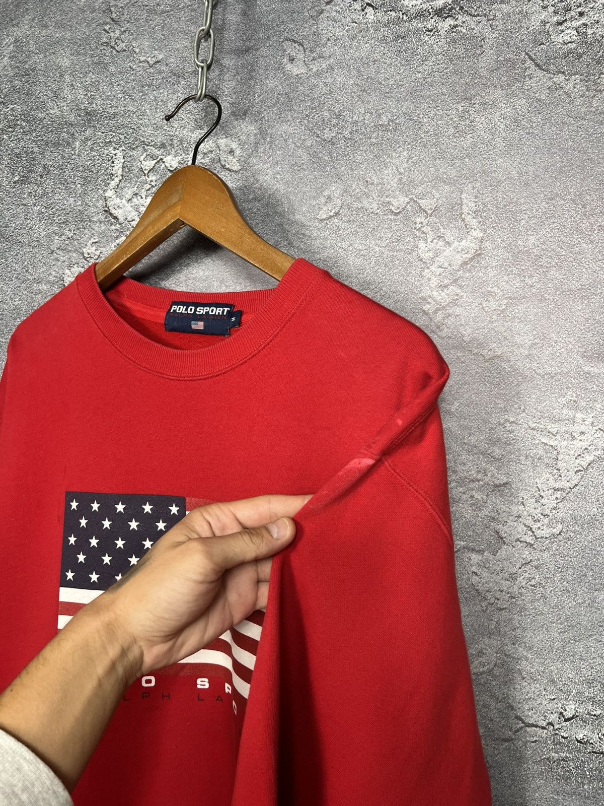 Polo Ralph Lauren Vintage Polo Ralph Lauren Sport USA Flag Logo Sweatshirt Size US M / EU 48-50 / 2 - 12 Thumbnail