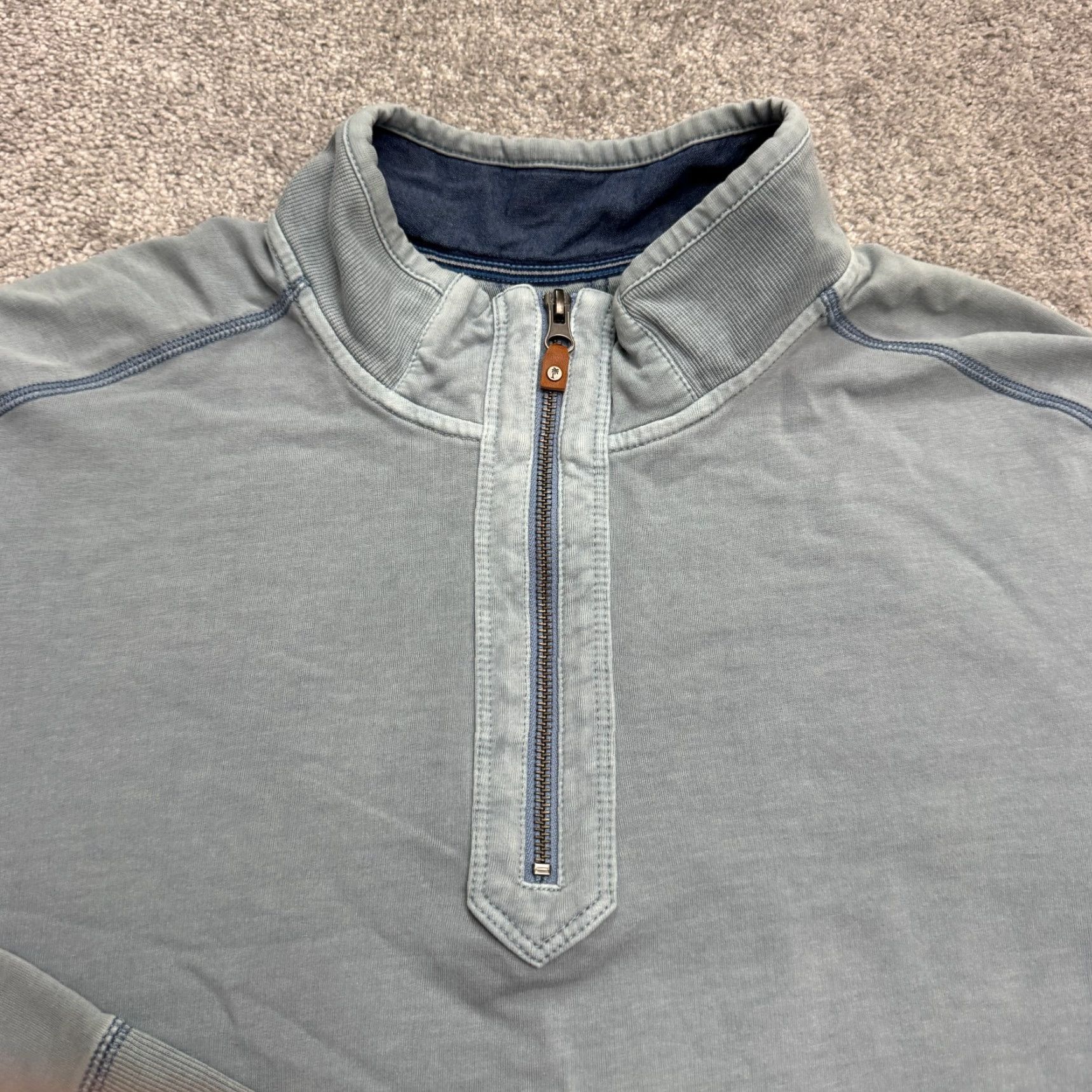 Tommy Bahama Tommy Bahama Sweatshirt Mens XL Blue Cotton 1/2 Zip Mock Neck Pullover Pullover Casual Outdoor Athleisure Shirt Size US XL / EU 56 / 4 - 4 Thumbnail