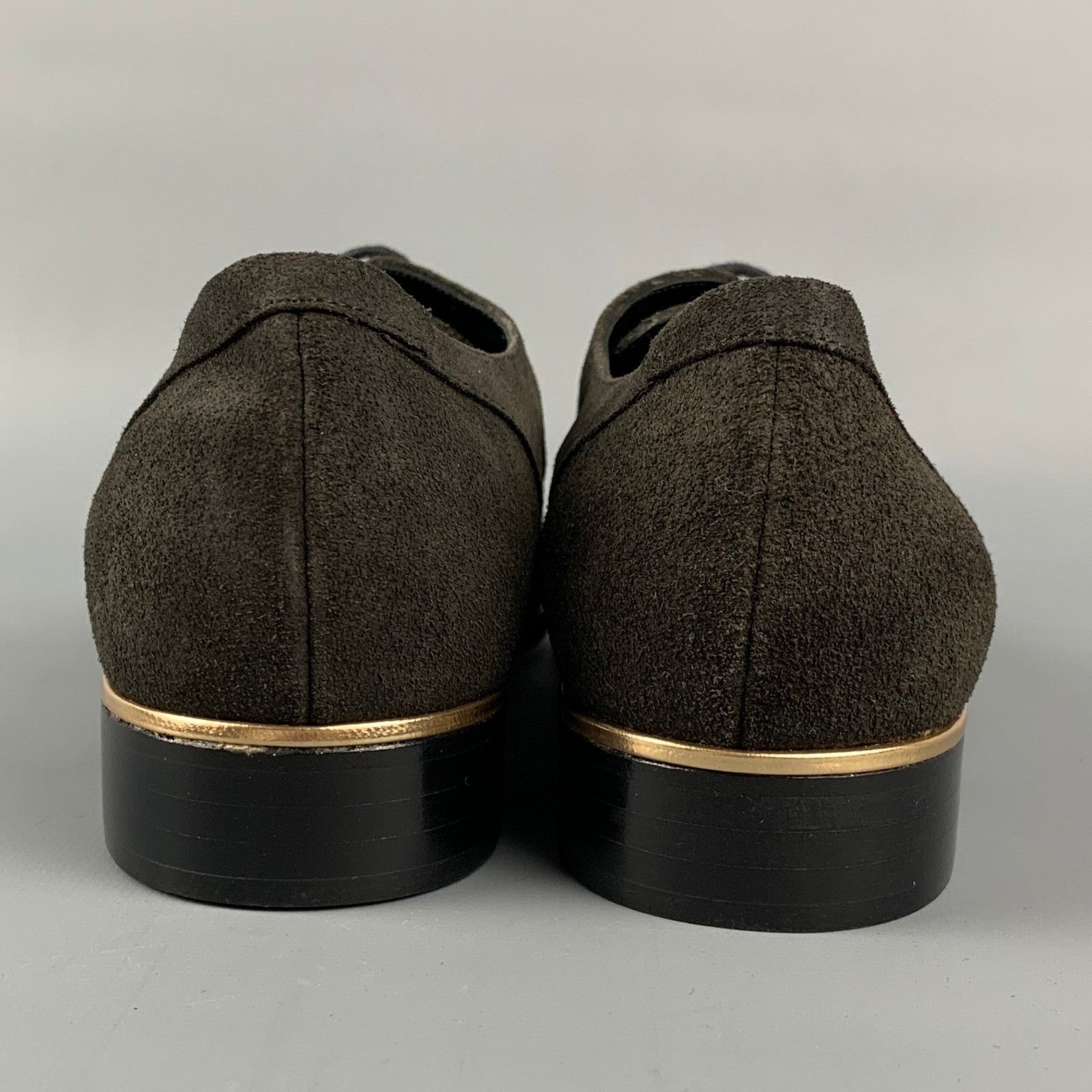 Moschino MOSCHINO Size 9.5 Brown Suede Gold Trim Laces Size US 9.5 / IT 39.5 - 5 Thumbnail