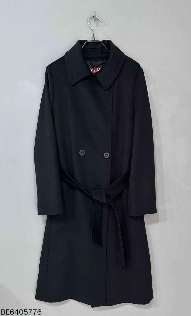 Max Mara Max Mara Black Long Wool Coat Size L / US 10 / IT 46 - 1 Thumbnail