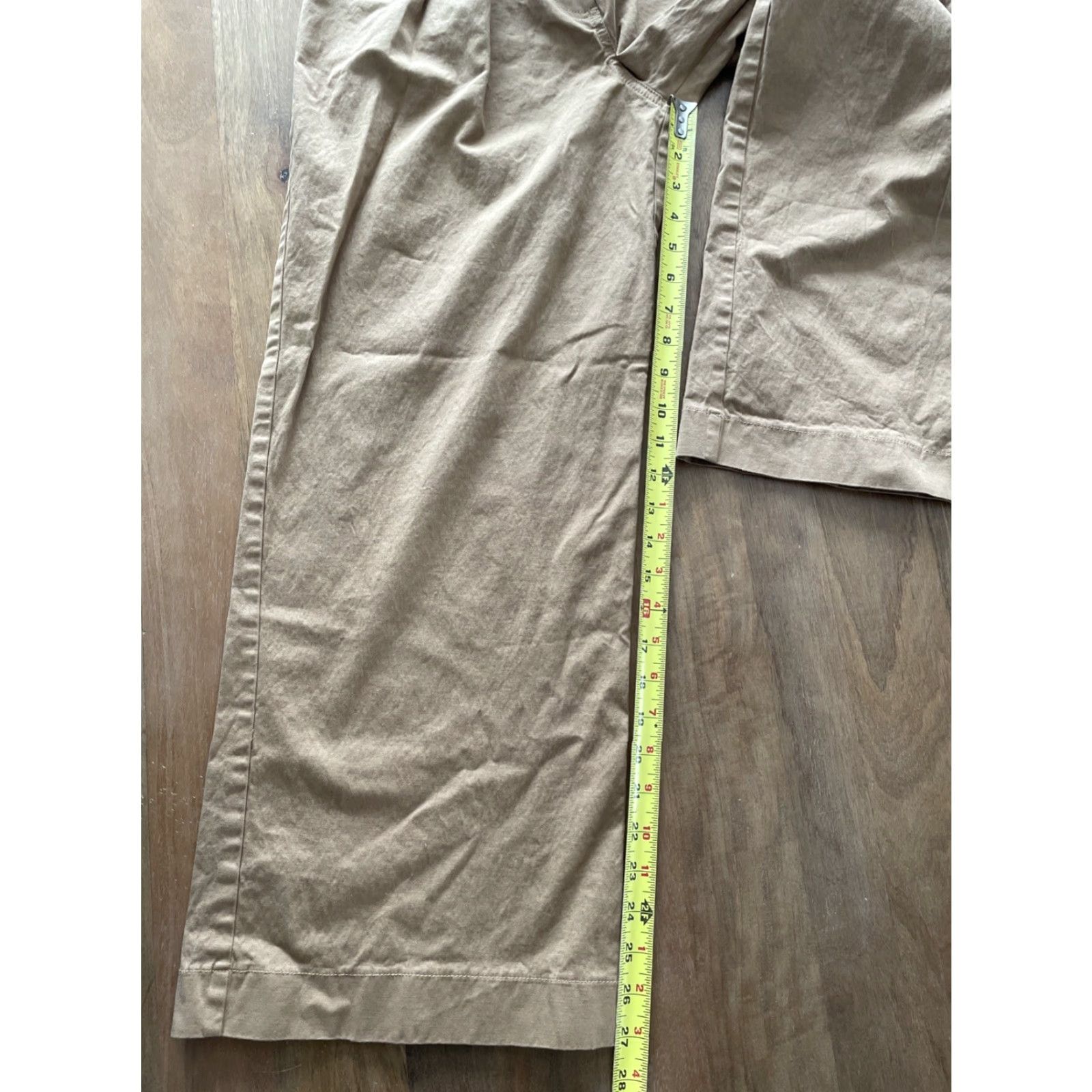 Abercrombie & Fitch Abercrombie & Fitch Pants Womens 27x27 Tan High Rise Cinch Waist Wide Leg Chino Penny Pleated Pockets Retro City Boho Office Casual Workwear Size 27" / US 4 / IT 40 - 7 Thumbnail