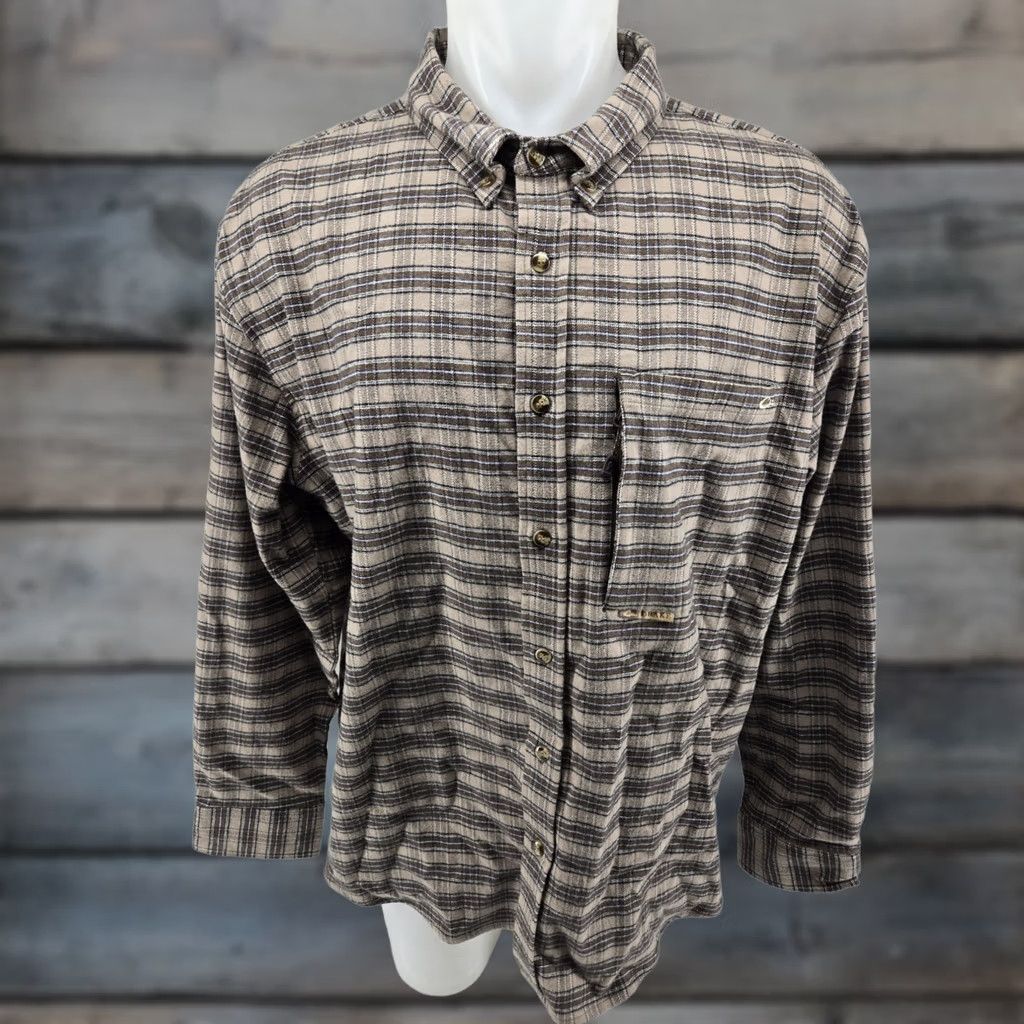 Vintage Drake Waterfowl Button-Up Flannel Shirt 2XL Brown Gray Plaid Shirt Men Regular Cotton Blend Long Sleeve Jacket Casual Workwear Size US XXL / EU 58 / 5 - 1 Thumbnail