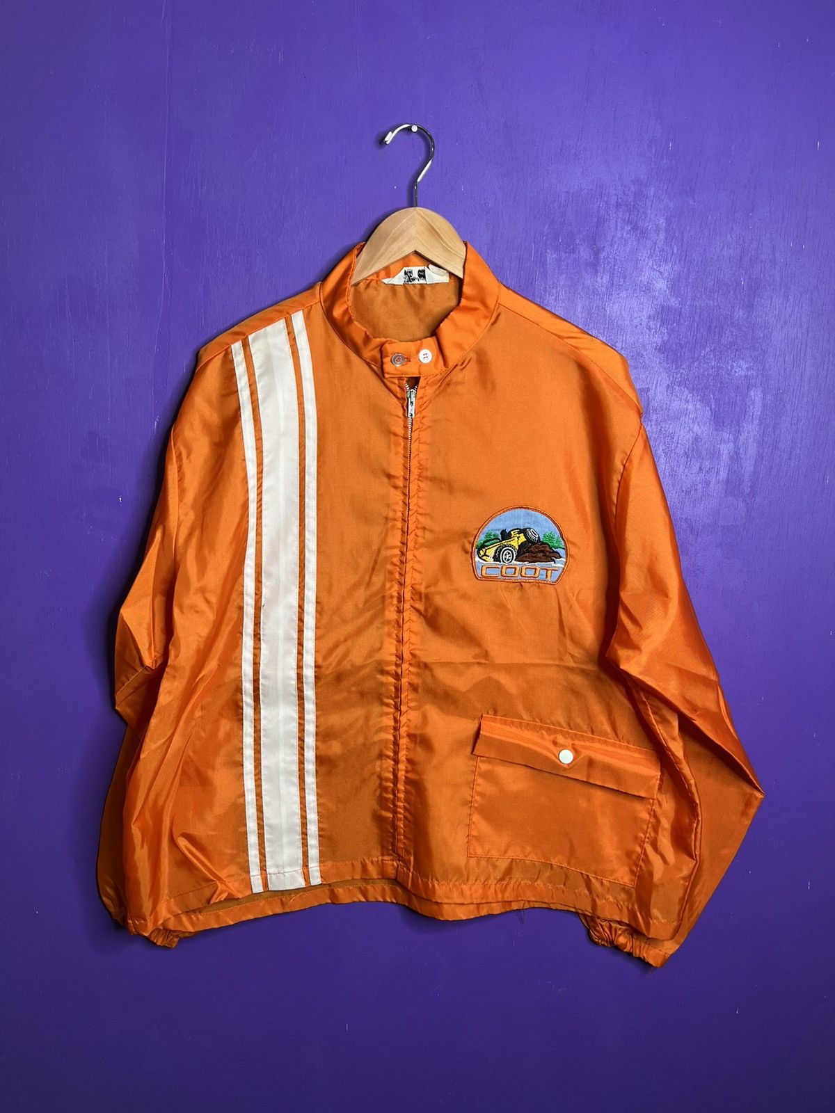 image of Made In USA x Swingster Vintage 60S Swingster Copy Racing Stripe Windbreaker Jacket in Orange (Size