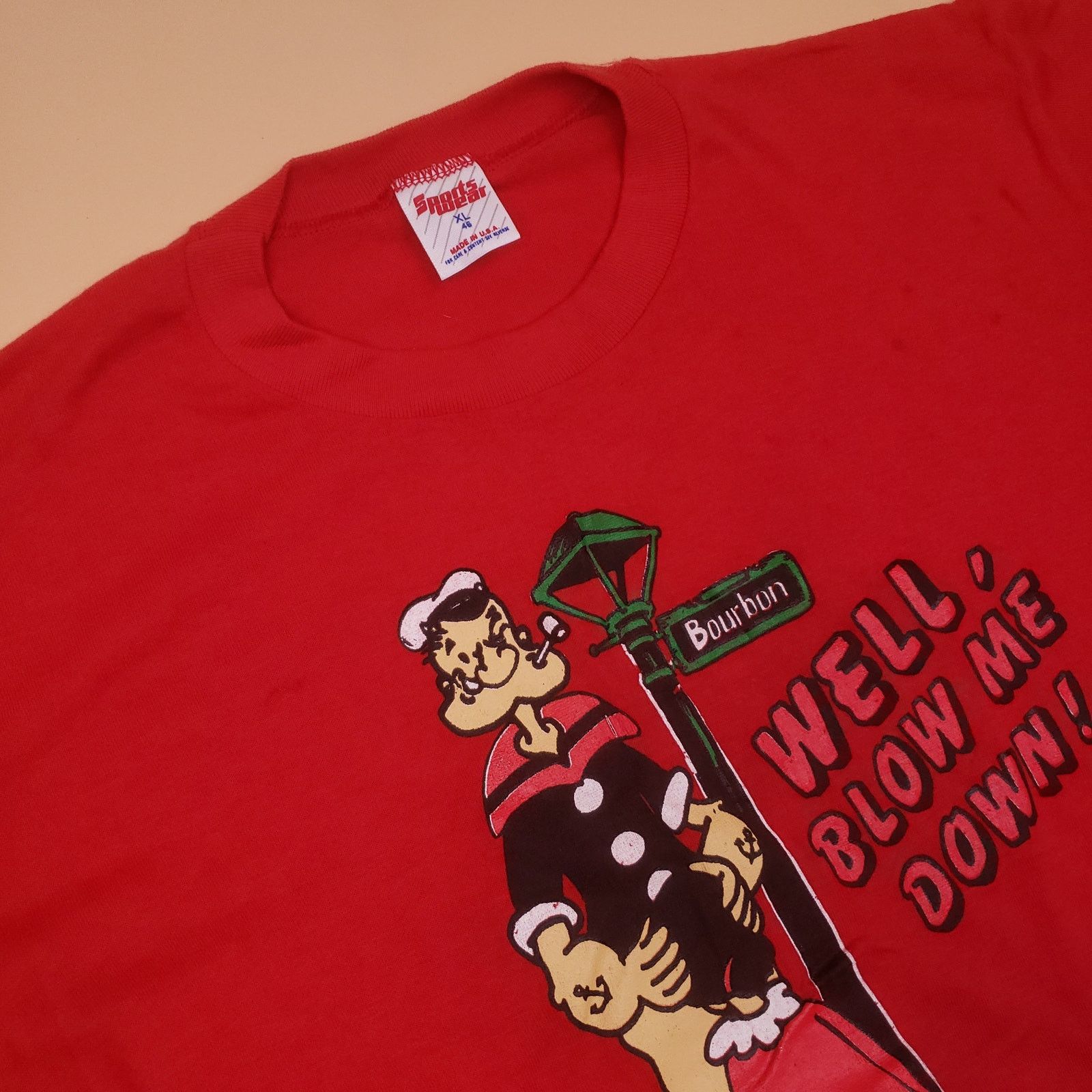 Vintage Vintage 80s Well, Blow Me Down! New Orleans Popeye Funny Tee Size US XL / EU 56 / 4 - 5 Thumbnail