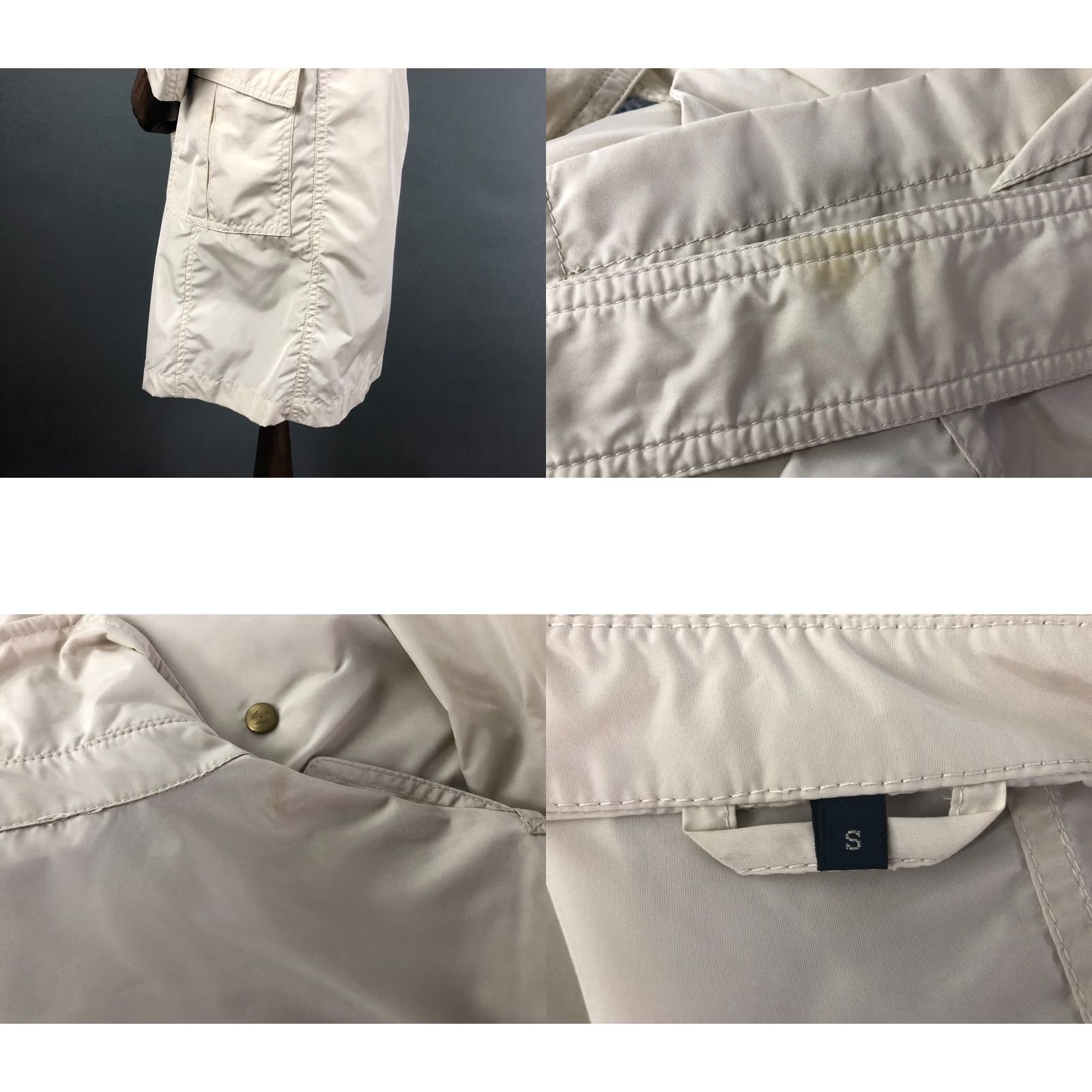 Fay Fay Trench Coat Ivory Women S Belted Snap Front Polyester Casual Long Sleeve Mid-Length Size S / US 4 / IT 40 - 9 Thumbnail