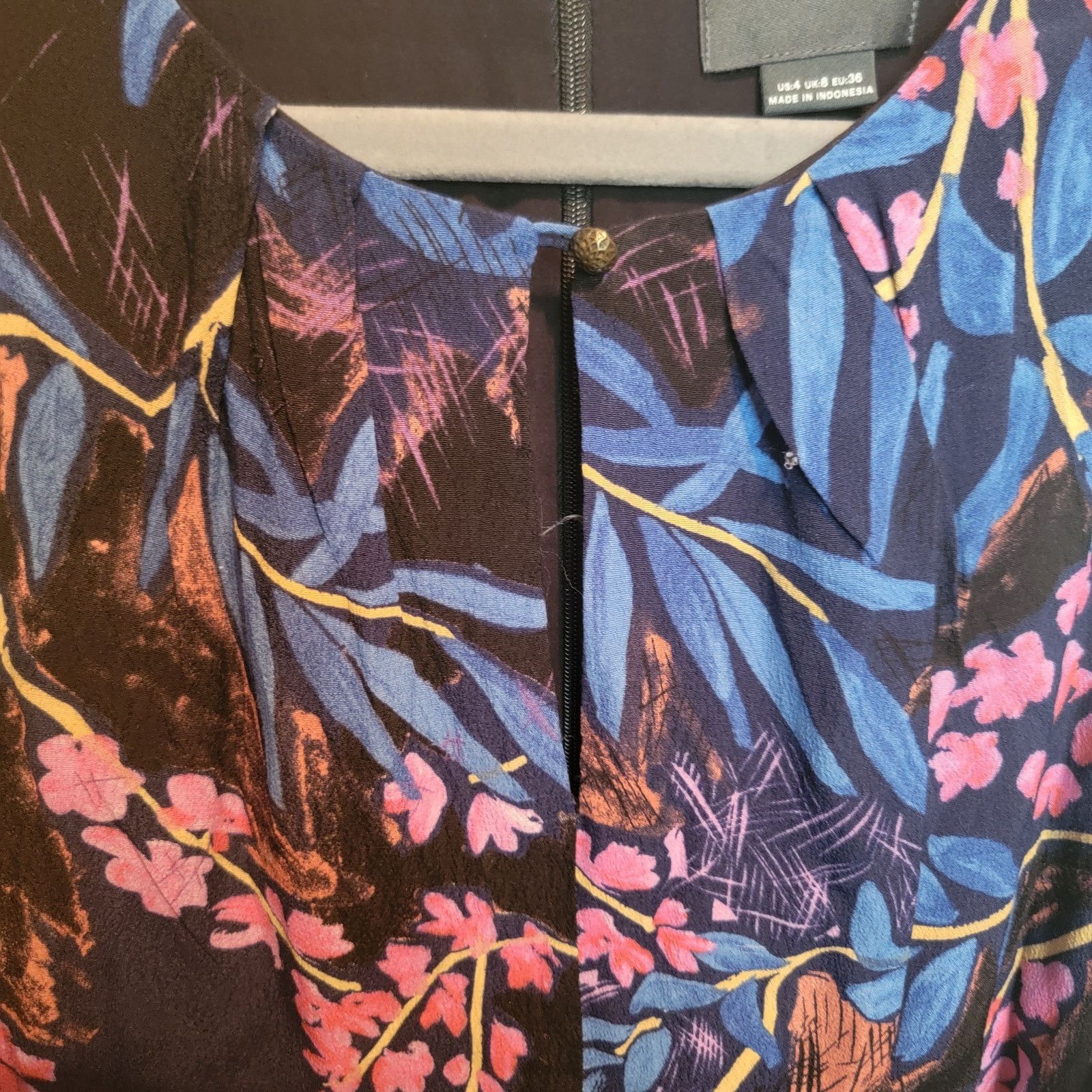 Anthropologie Black Pink Tropical Floral Cold Shoulder Dress Size 4 Size S / US 4 / IT 40 - 6 Thumbnail