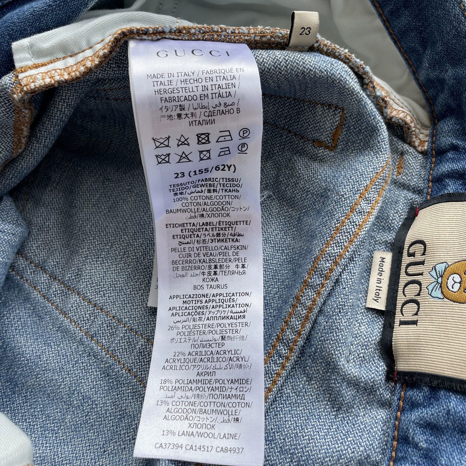 Gucci GUCCI Bear Print Mid-Rise Straight Jean 23W Denim Blue Size 23" - 6 Thumbnail
