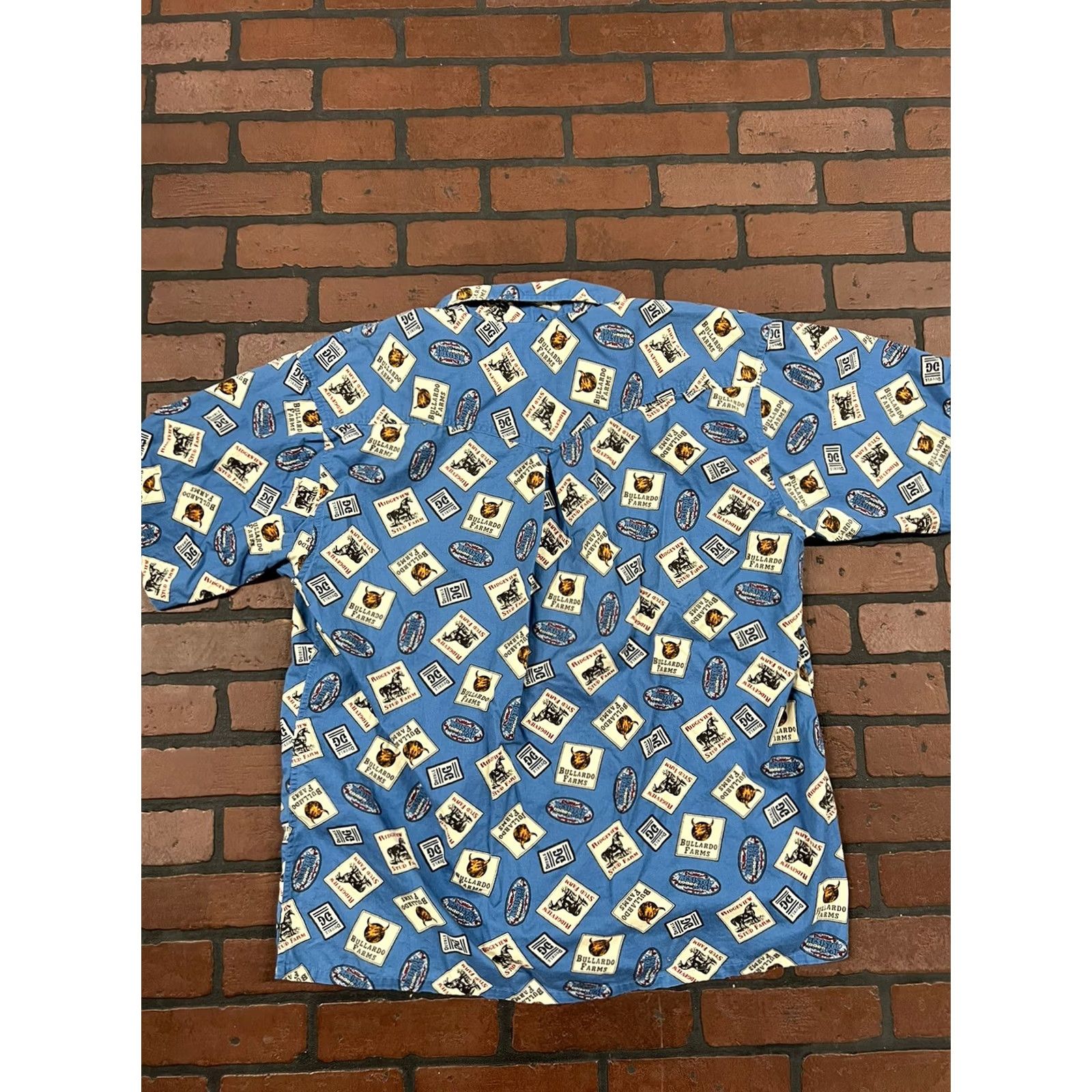 Vintage Resistol Rodeo Gear Shirt Men Large Western Cattle Print Short Sleeve Button Up Size US L / EU 52-54 / 3 - 5 Thumbnail