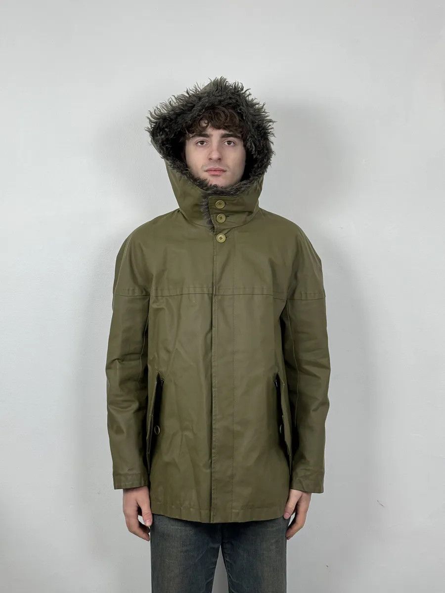 Balenciaga 2010s Balenciaga Green Fur Hooded Parka Jacket Size US M / EU 48-50 / 2 - 2 Thumbnail