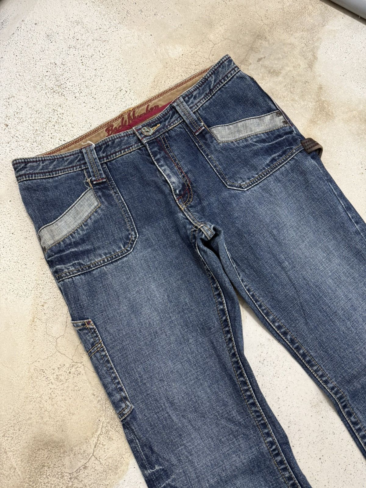 Japanese Brand Back Number Flare Carpenter Whisker Denim Pants Size US 31 - 3 Thumbnail