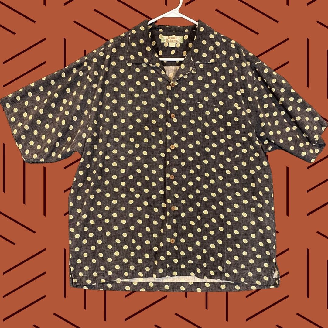 Tommy Bahama Tommy Bahama Hawaiian Shirt Mens Large Gray Geometric Silk Button Up S/S Size US L / EU 52-54 / 3 - 1 Thumbnail
