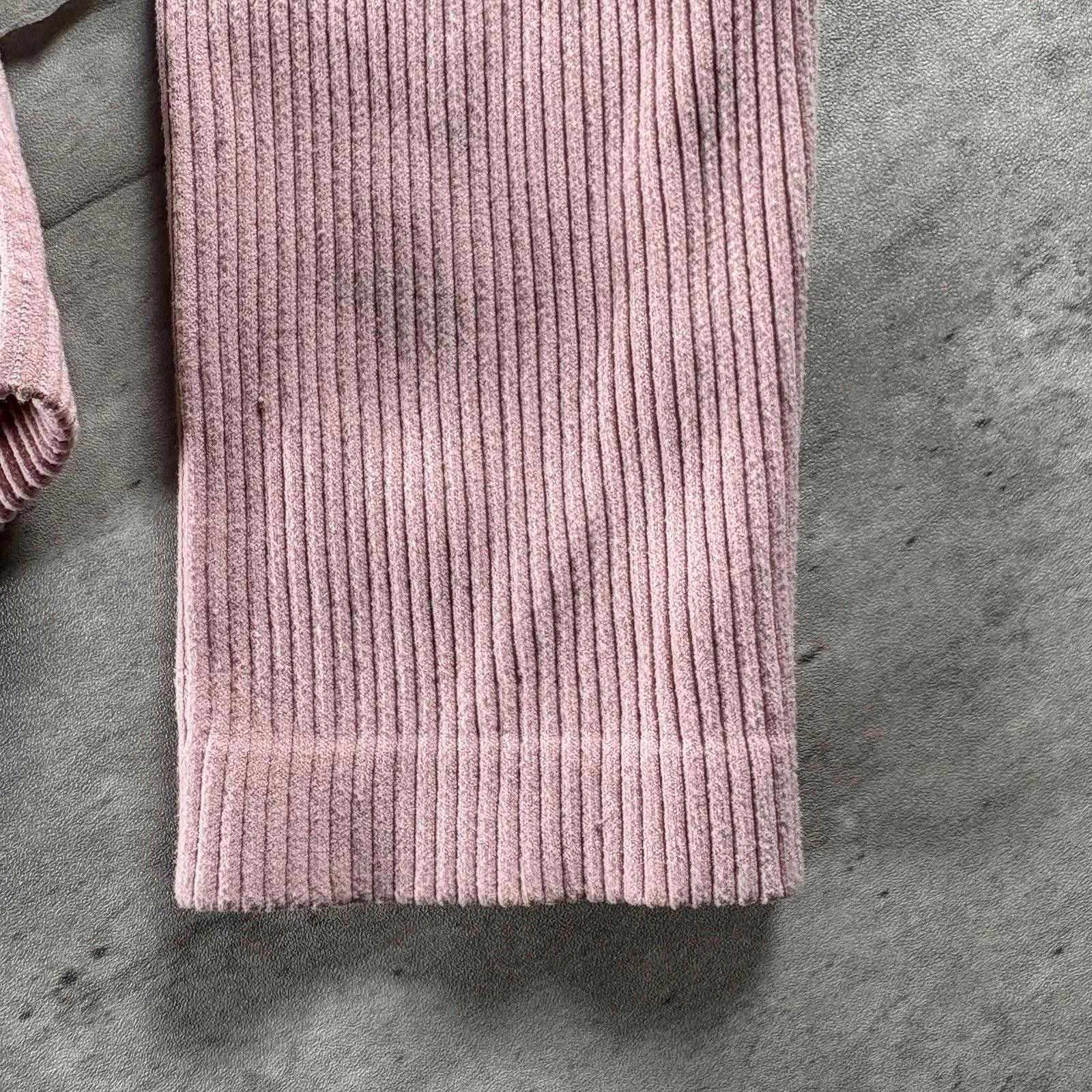 Zara Zara Pink Ribbed Square Neck Long Sleeve Crop Top Size S / US 4 / IT 40 - 5 Thumbnail