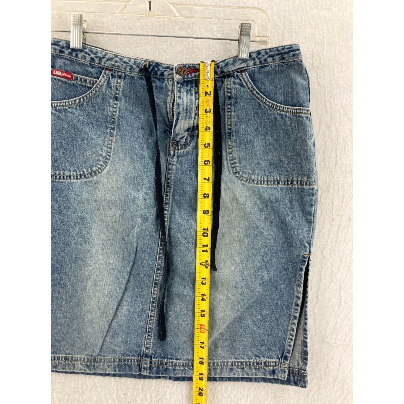 Vintage VINTAGE UNIONBAY Skirt Womens 9 Midi Blue Denim Light Wash Jeans Cotton Lace Pockets Y2K 90s? Size 30" / US 8 / IT 44 - 3 Thumbnail