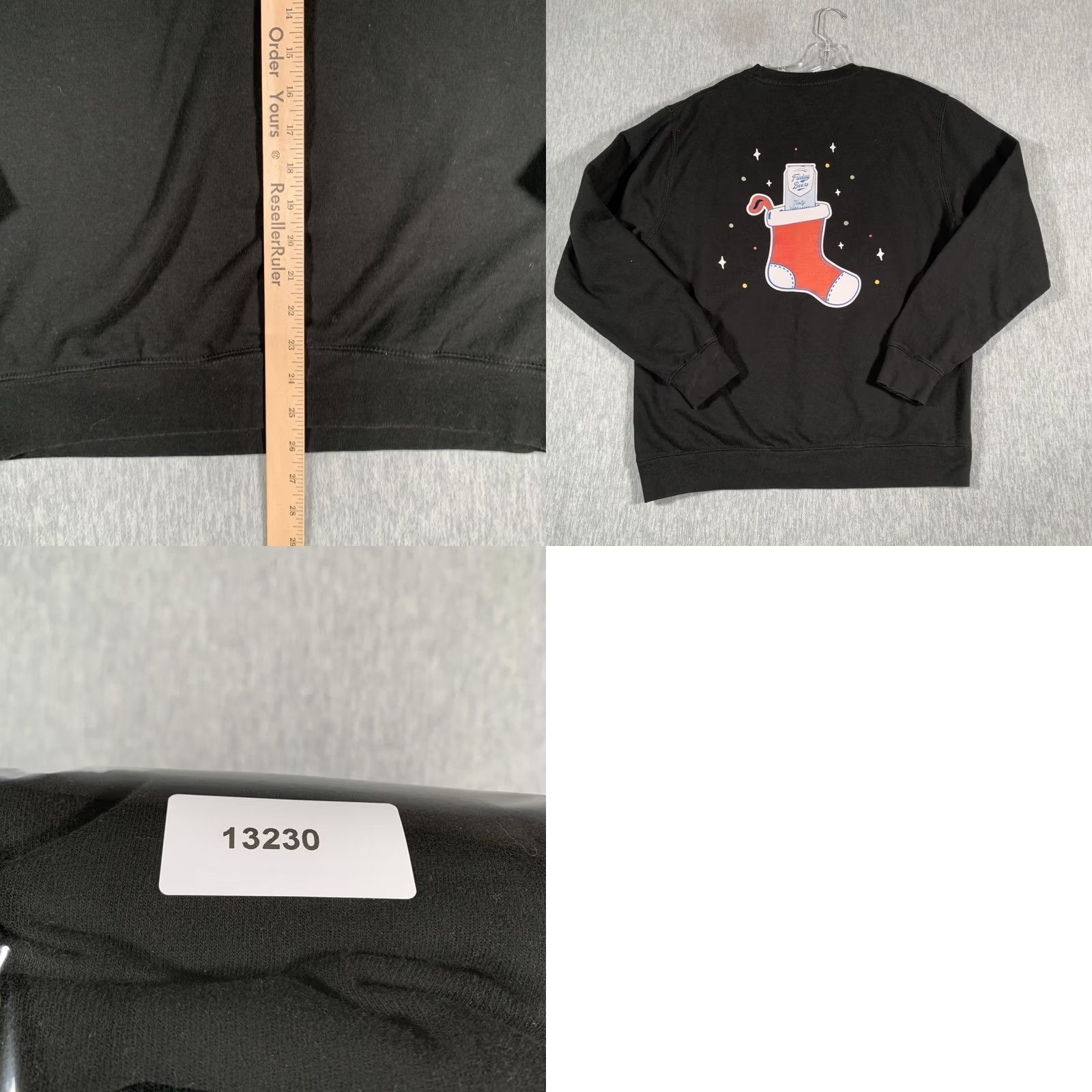 Vintage Friday Beers Sweatshirt Mens Large Black Graphic Print Christmas Stocking Holiday Crewneck Pullover Knit Fleece Size US L / EU 52-54 / 3 - 8 Thumbnail