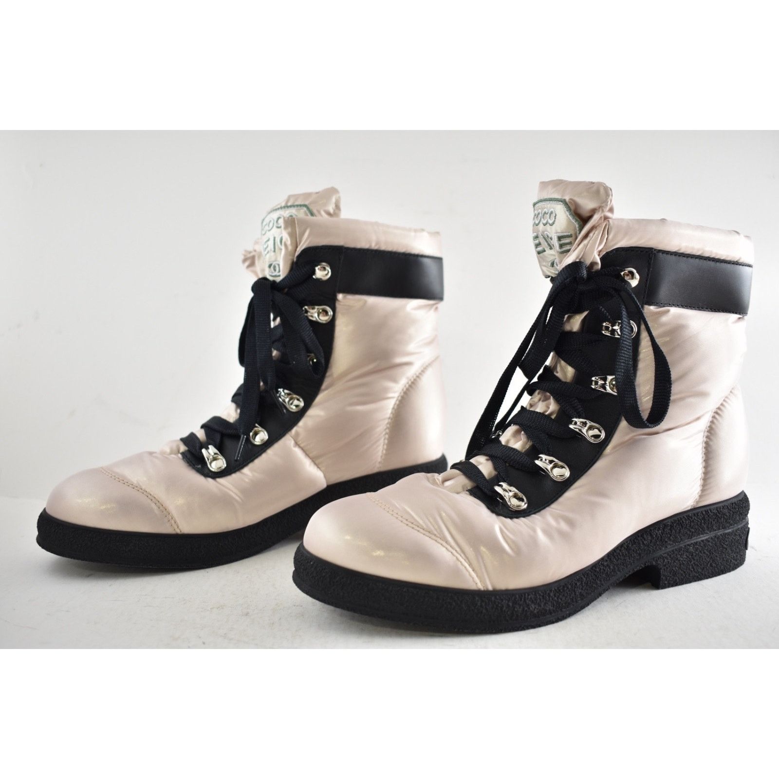 Chanel Chanel Coco Neige Pink Black CC Logo Combat Boots 37 Size US 7 / IT 37 - 12 Thumbnail