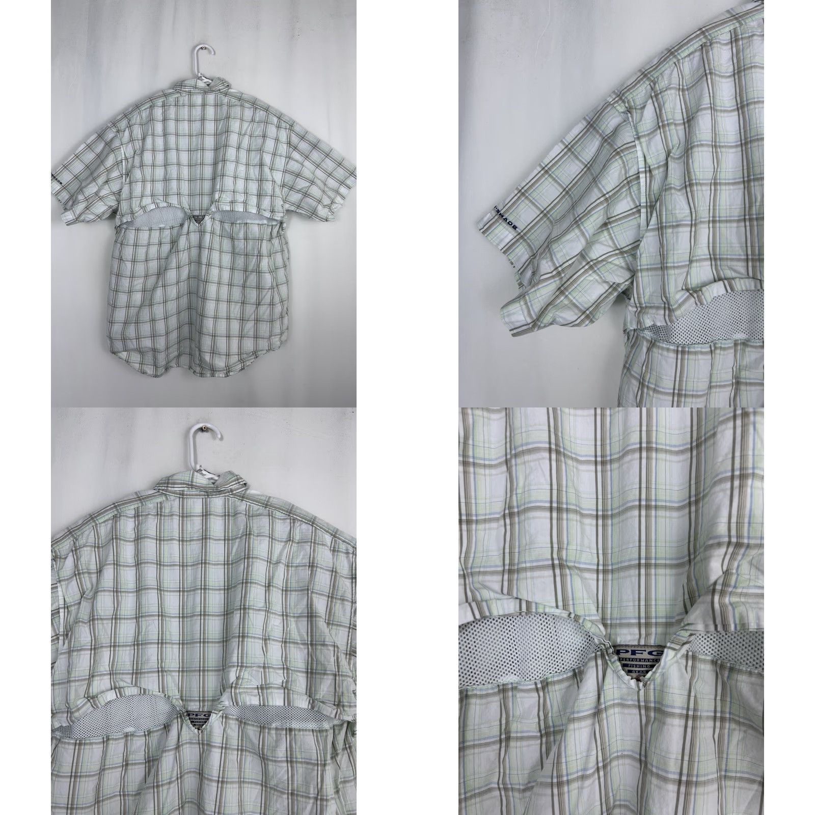 Vintage Columbia PFG Shirt Mens L Plaid Short Sleeve Button-Up Green Vintage: No (Missing Button) Size US L / EU 52-54 / 3 - 9 Thumbnail