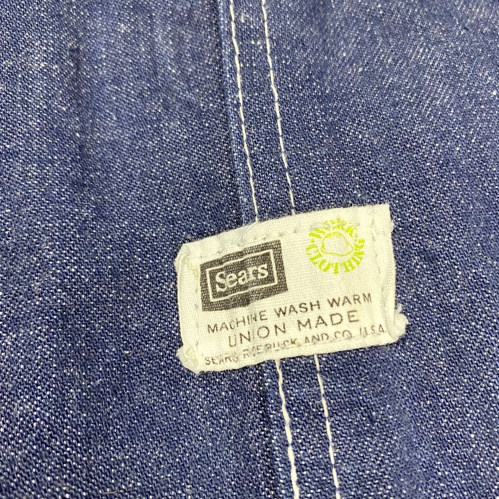 Sears VINTAGE SEARS USA OVERALLS XL BLUE DARK WASH DENIM ZIP POCKET 60S 70S Mens Size US 36 / EU 52 - 5 Thumbnail