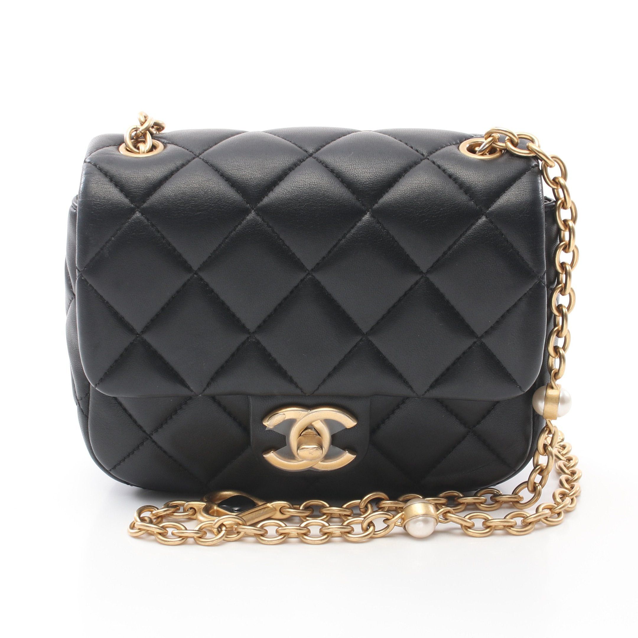 Chanel Chanel Mini Matelasse Chain Shoulder Bag Lambskin Black Gold Hardware Size ONE SIZE - 1 Thumbnail