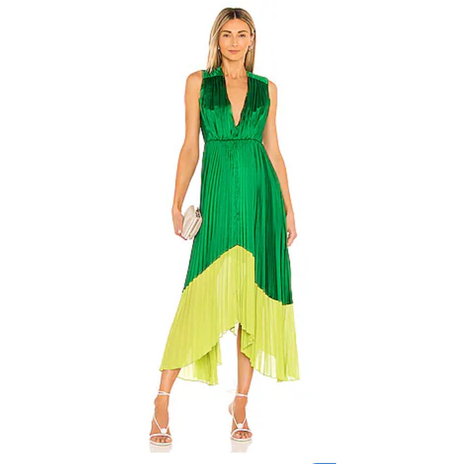 AMUR Amelia V-Neck Green Long Dress sz 10