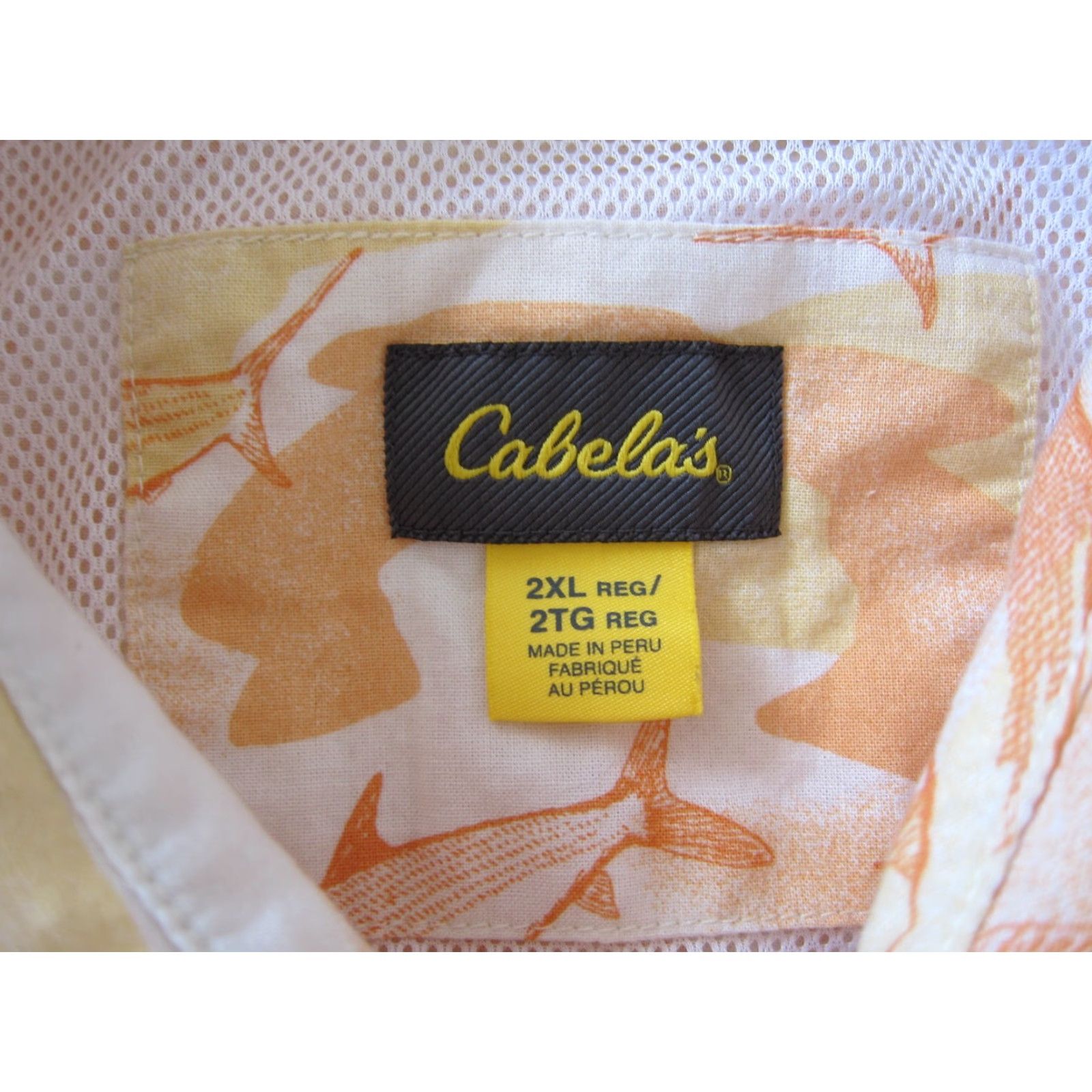 Vintage Cabela's Shirt Men 2XL Vented Short Sleeve Button Down Cotton Fish Orange Yellow"} Size US XXL / EU 58 / 5 - 4 Thumbnail