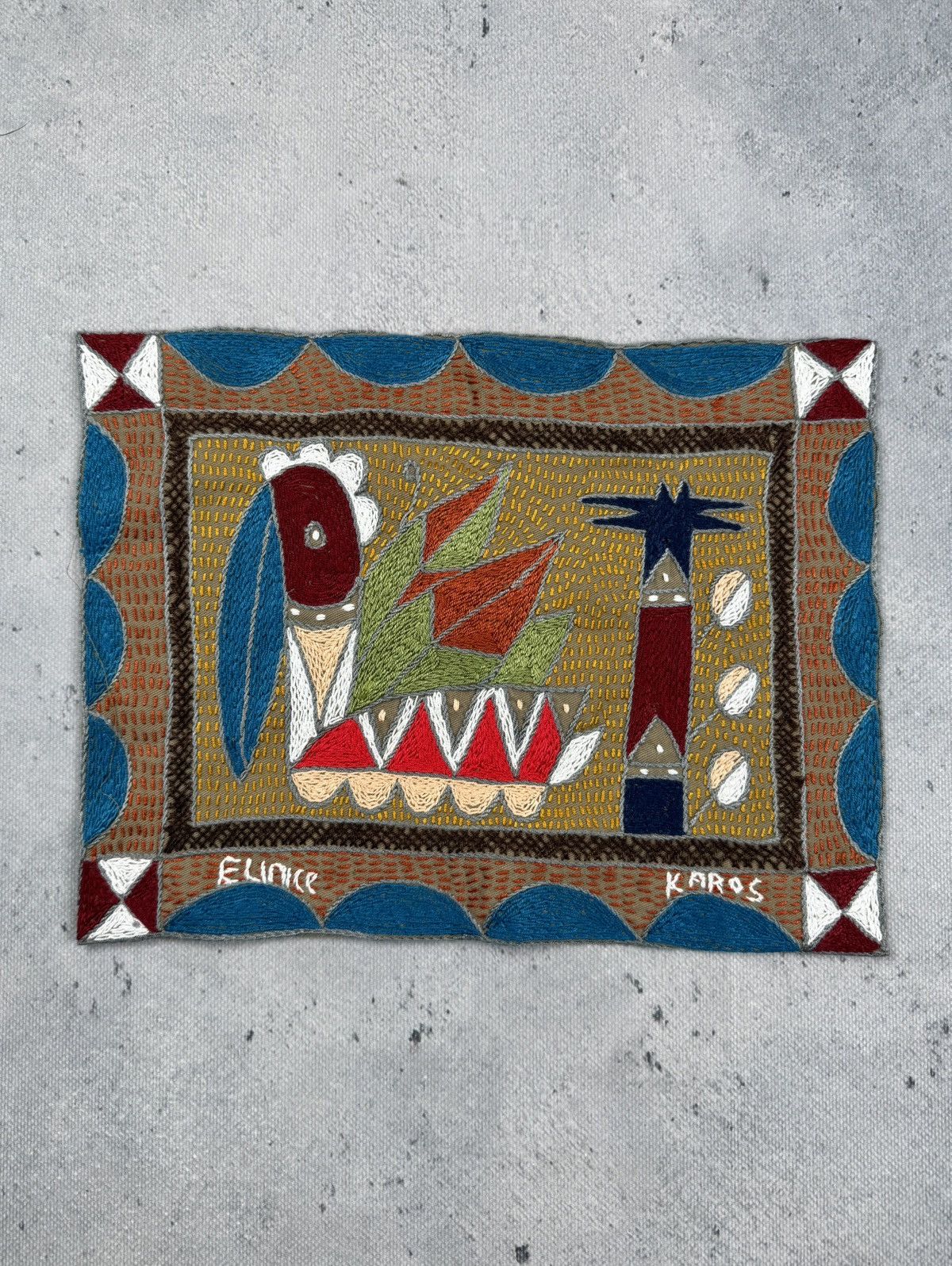 Vintage Kaross Handmade Embroidered Textile Wall Art African Folk Size ONE SIZE - 1 Thumbnail