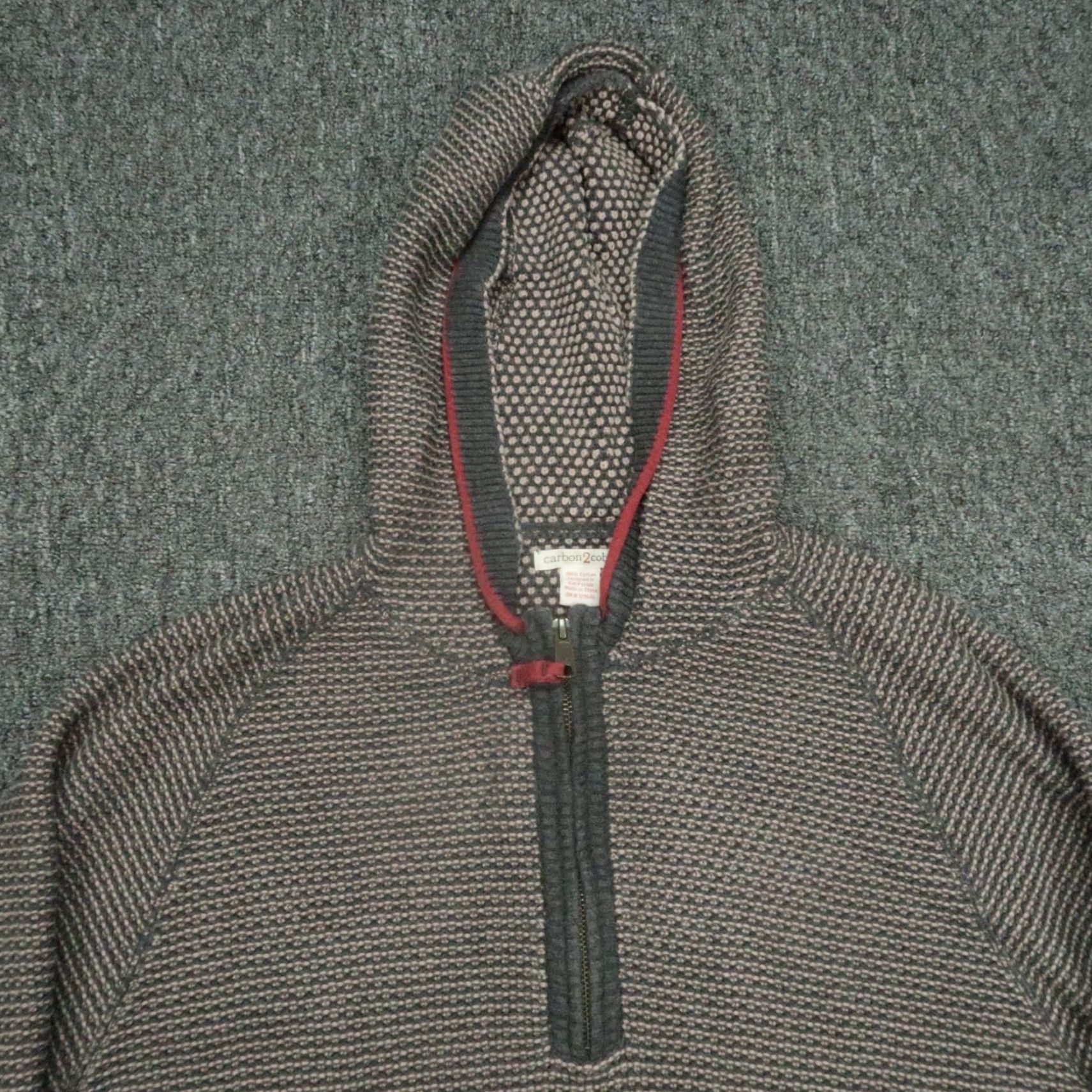 Carbon2Cobalt Carbon 2 Cobalt Sweater Mens XL Gray Bark Oslo 1/4 Zip Hooded Knit Size US XL / EU 56 / 4 - 2 Thumbnail