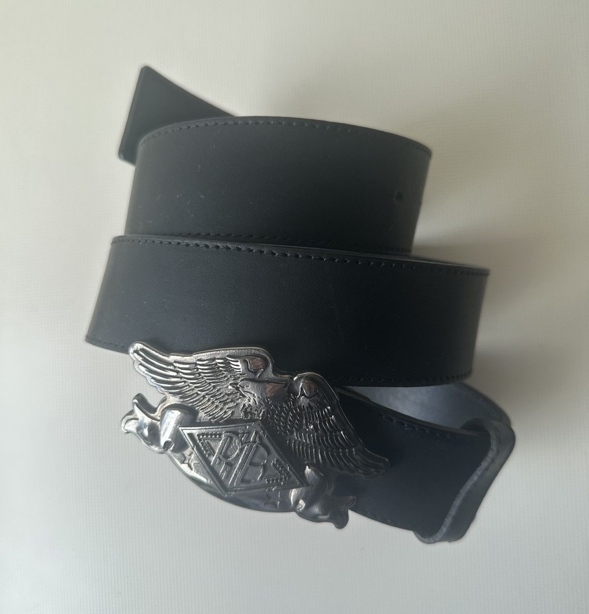 Pierre Balmain silver eagle buckle vintage leather belt